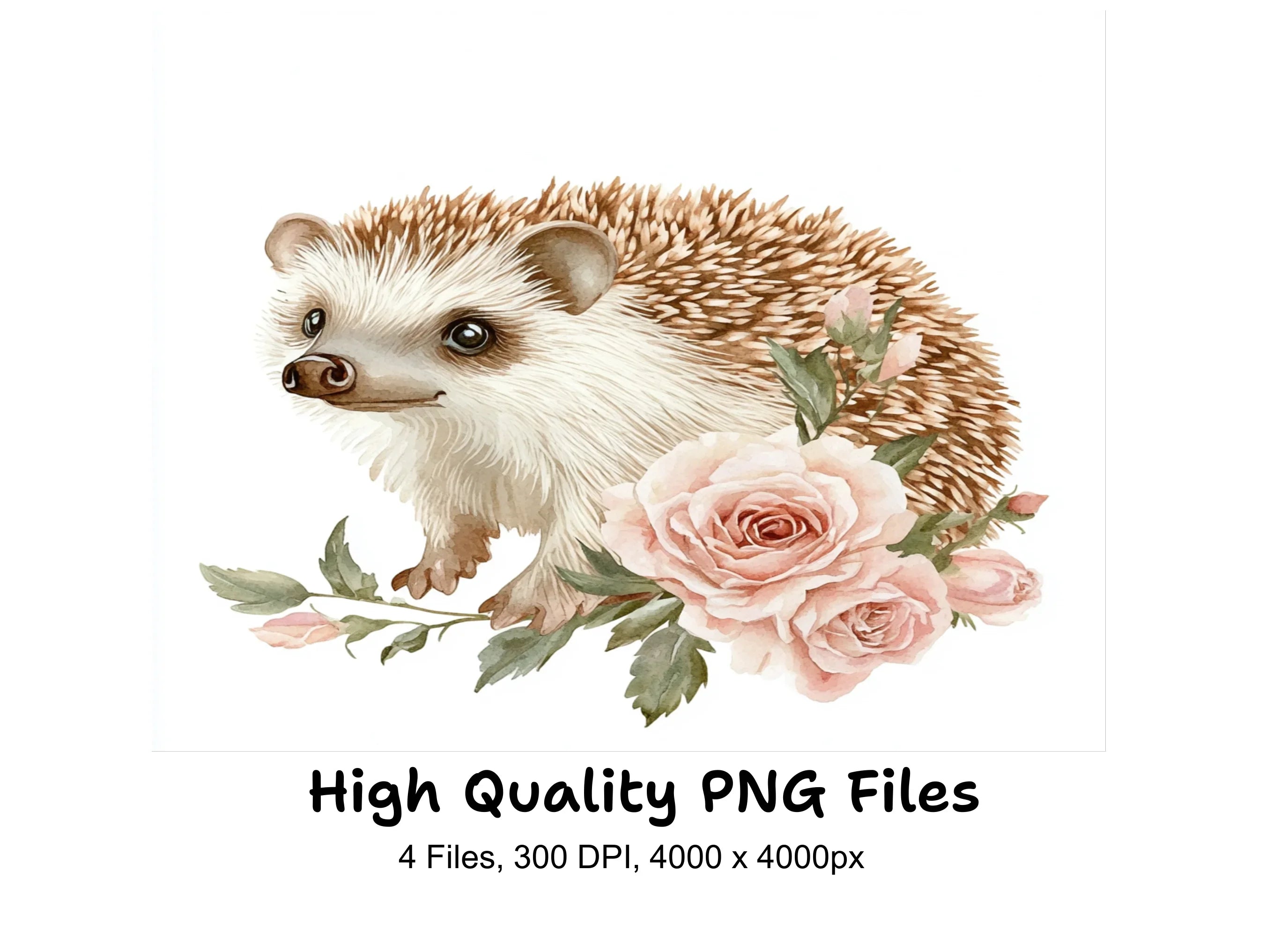Floral Hedgehog Clipart Bundle