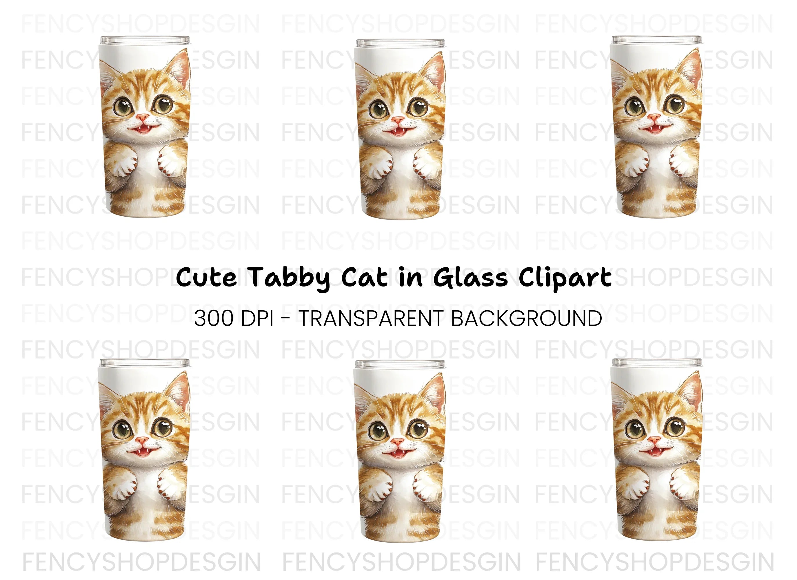 Cute Orange Tabby Kitten Clipart Bundle