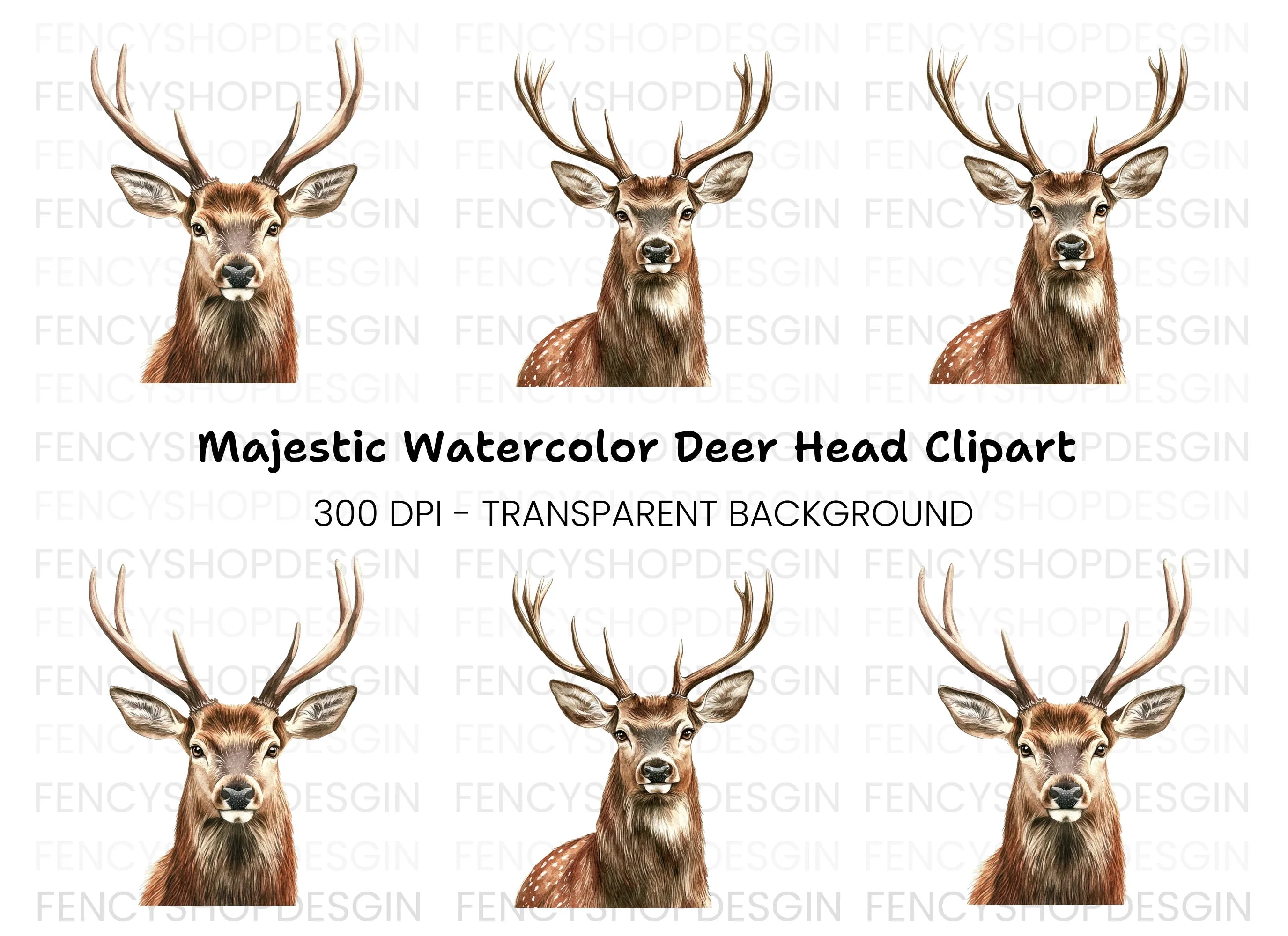 Majestic Deer Head Clipart Bundle