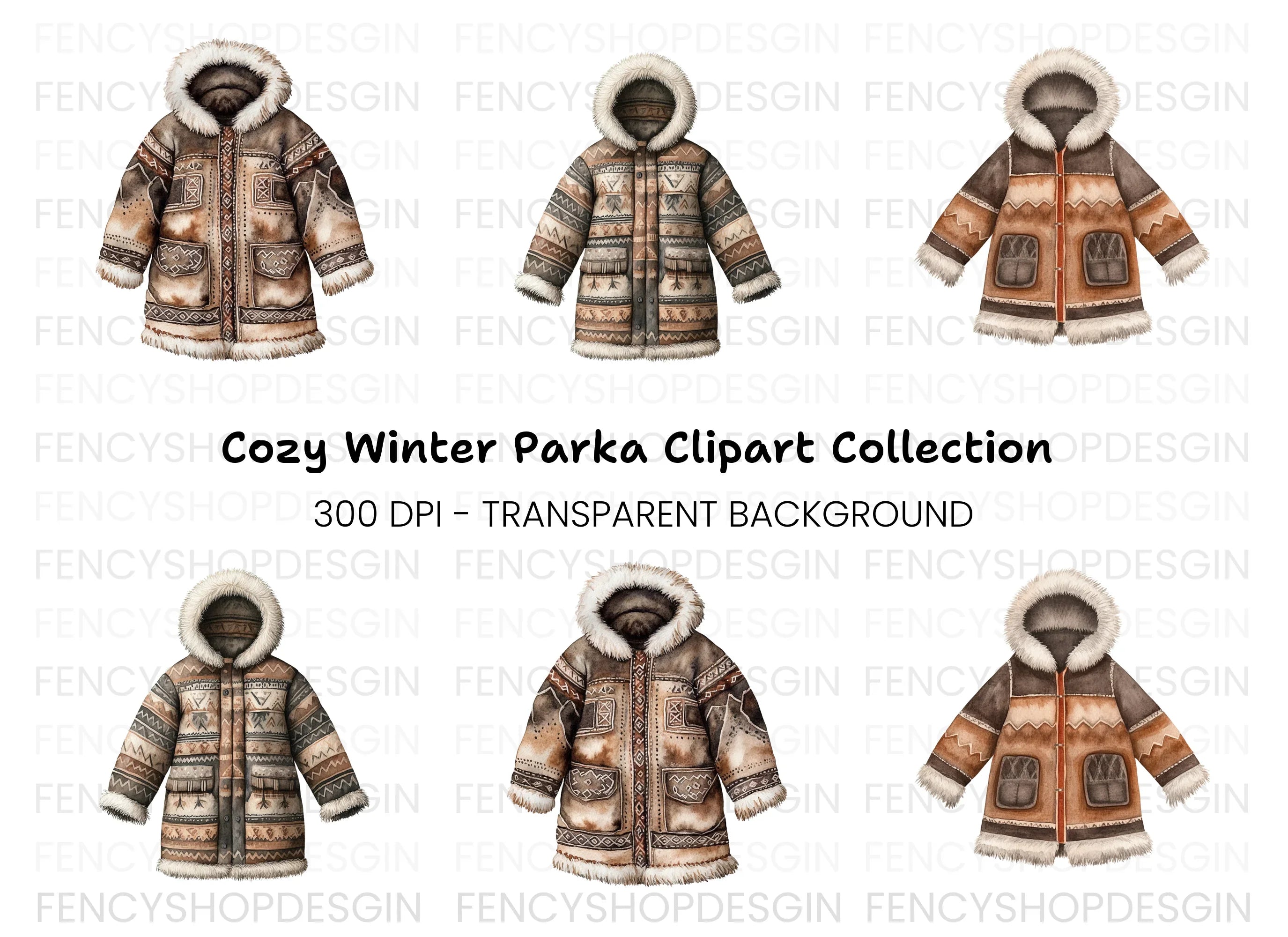 Winter Parka Clipart Bundle