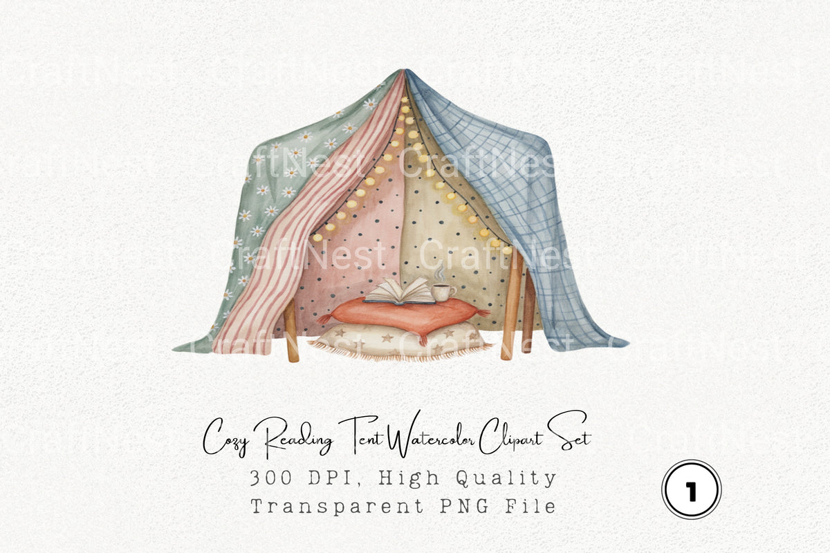 Cozy Reading Tent Clipart Bundle