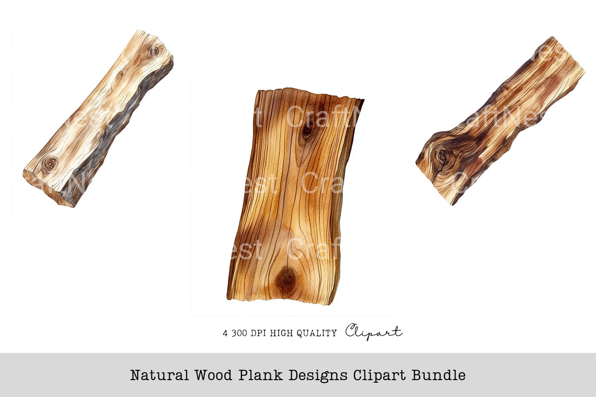 Natural Wood Plank Designs Clipart Bundle