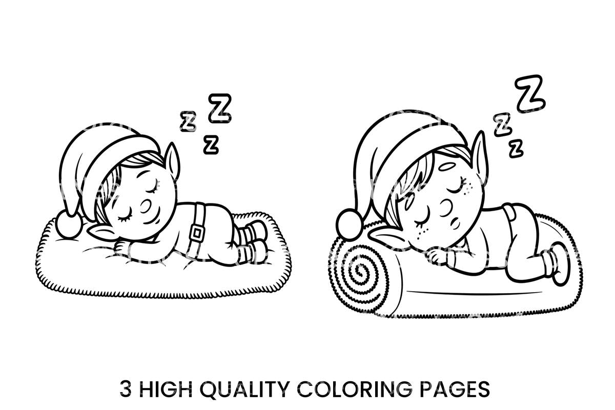 Sleeping Christmas Elf Coloring Books