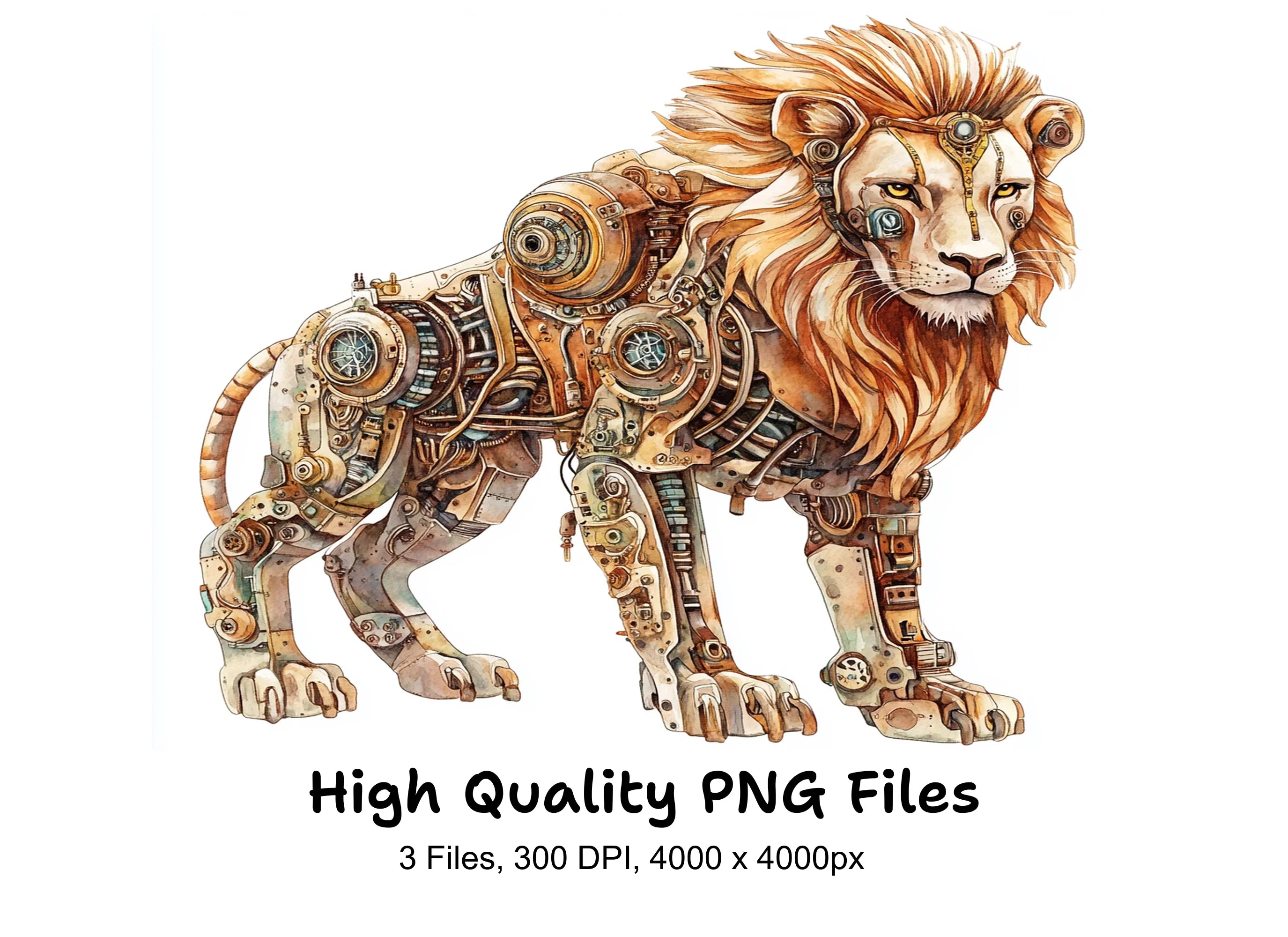 Steampunk Lion Clipart Bundle