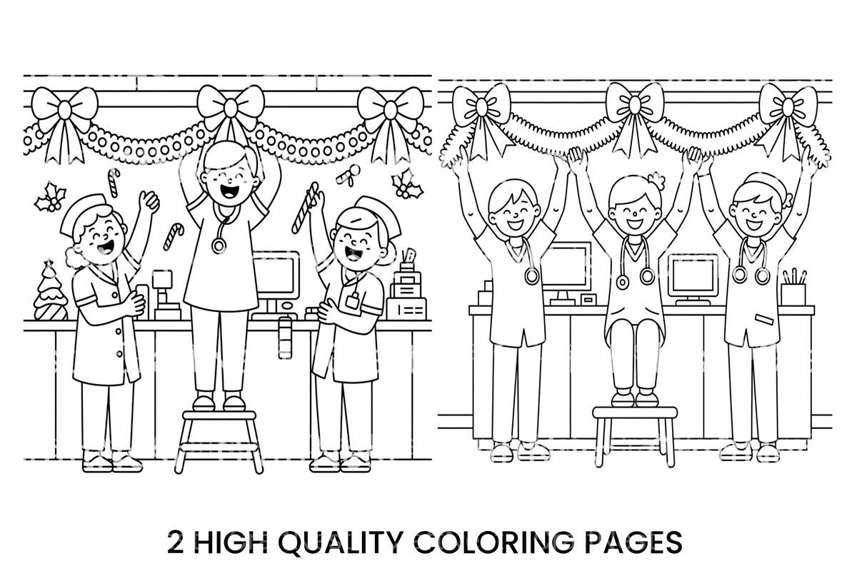 Christmas Nurses Decorating Coloring Books