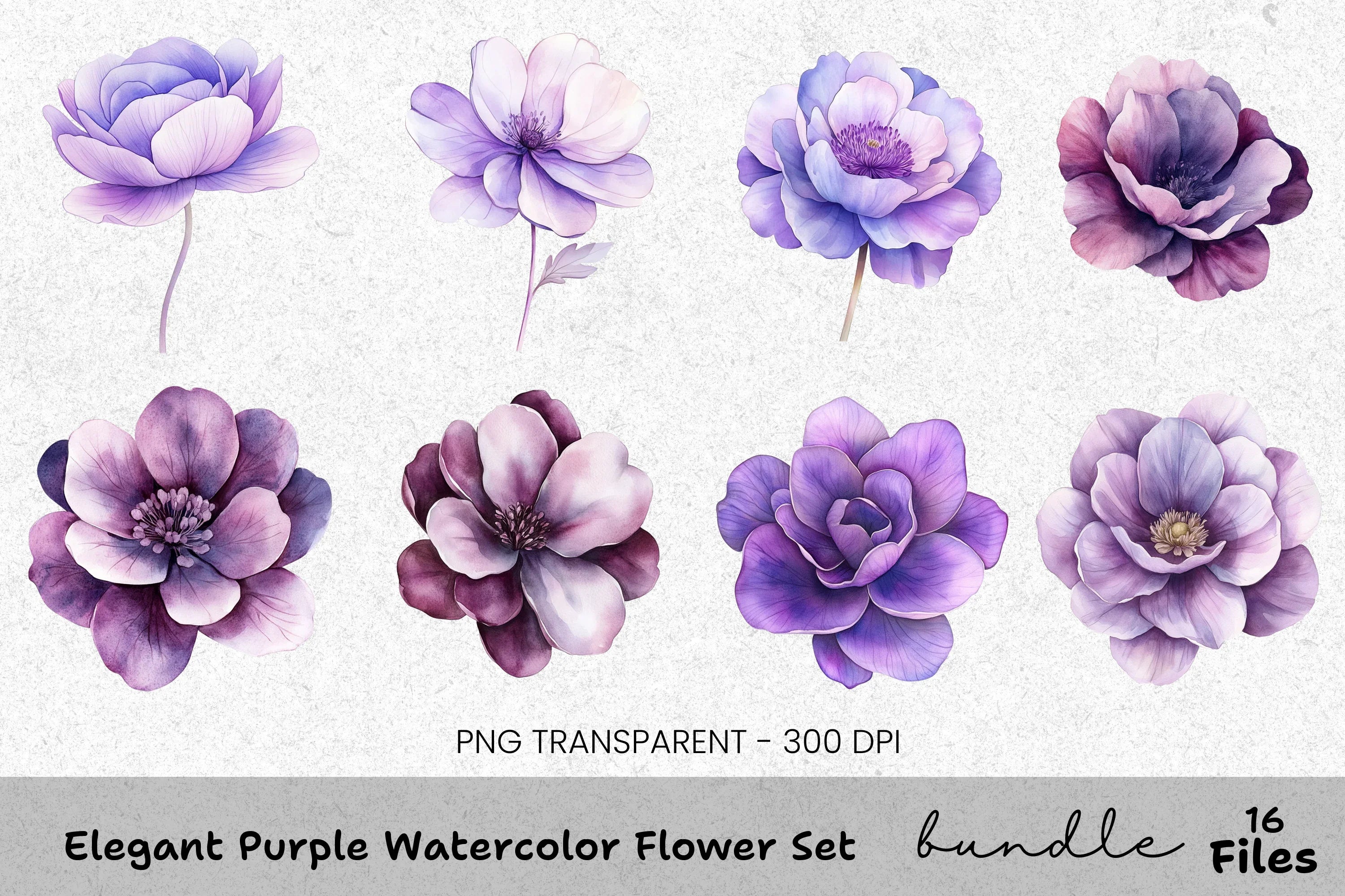 Elegant Purple Flower Clipart Bundle