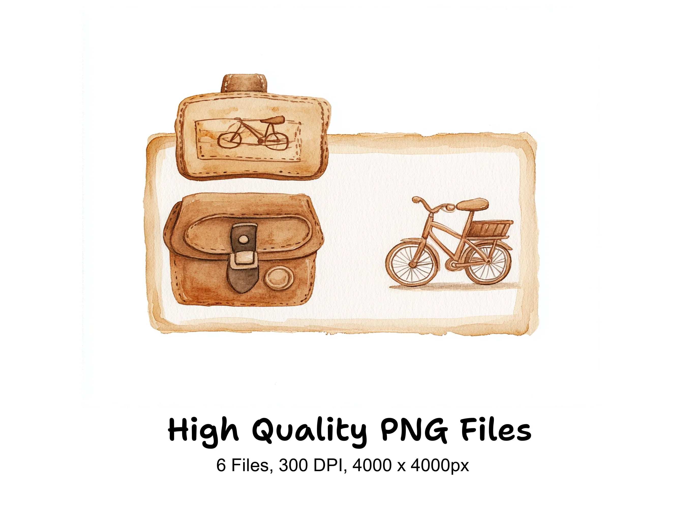 Retro Bicycle and Bag Clipart Bundle