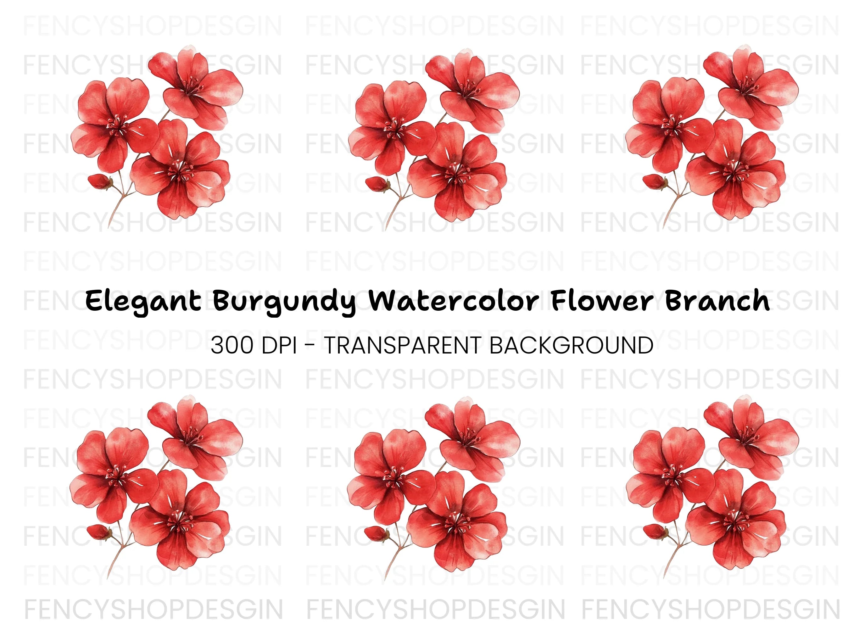 Vibrant Red Blossom Clipart Bundle