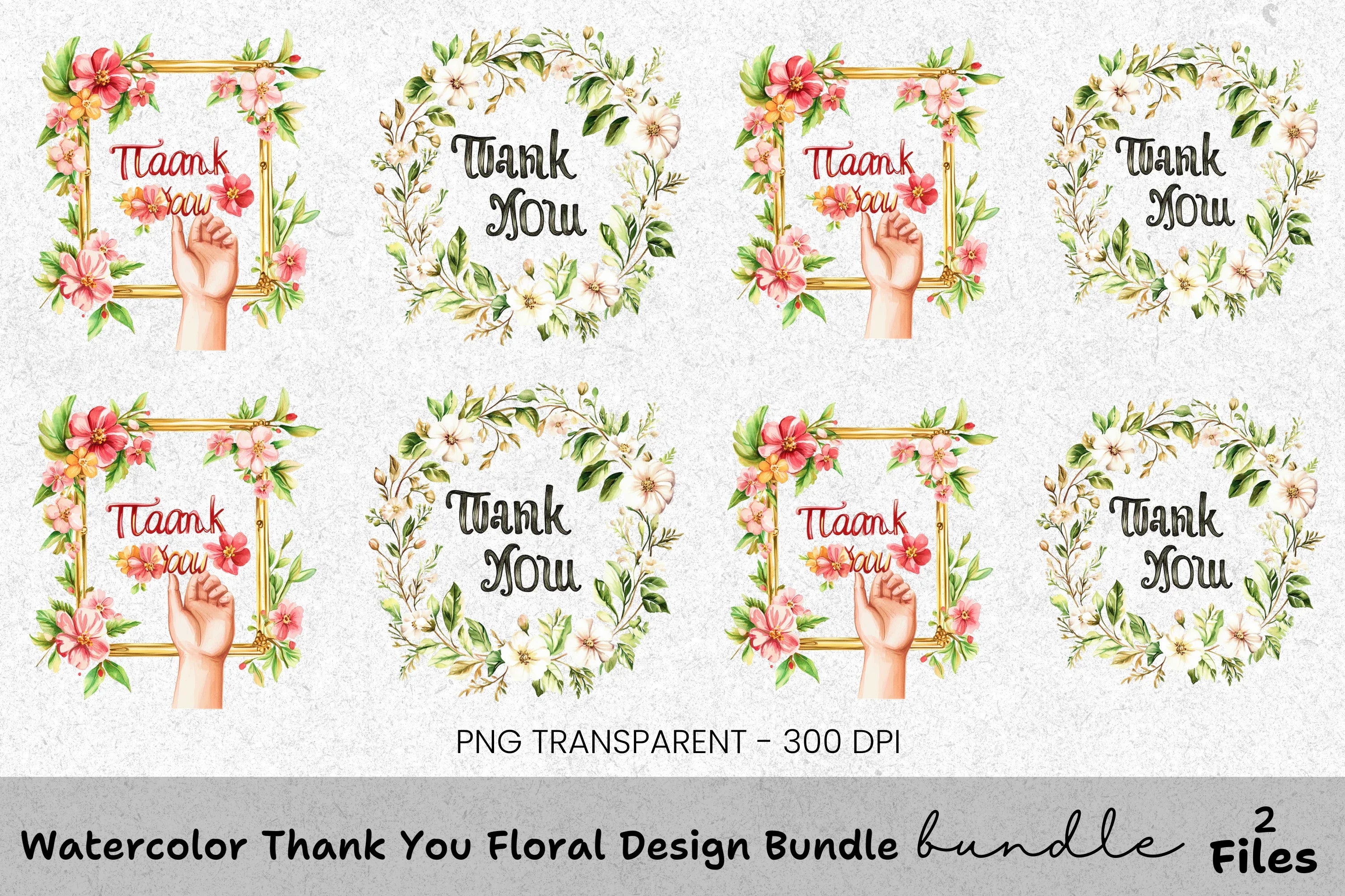 Floral Thank You Clipart Bundle