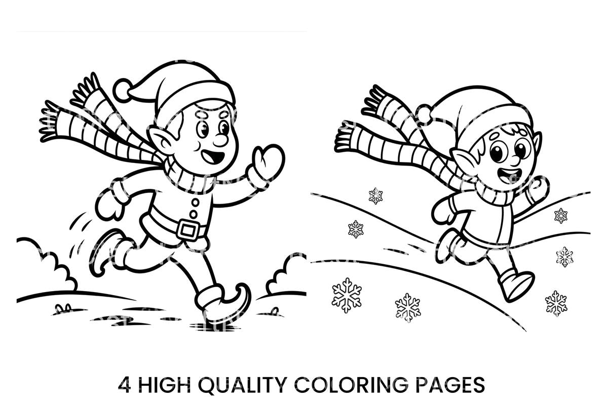 Christmas Elf Running Coloring Books