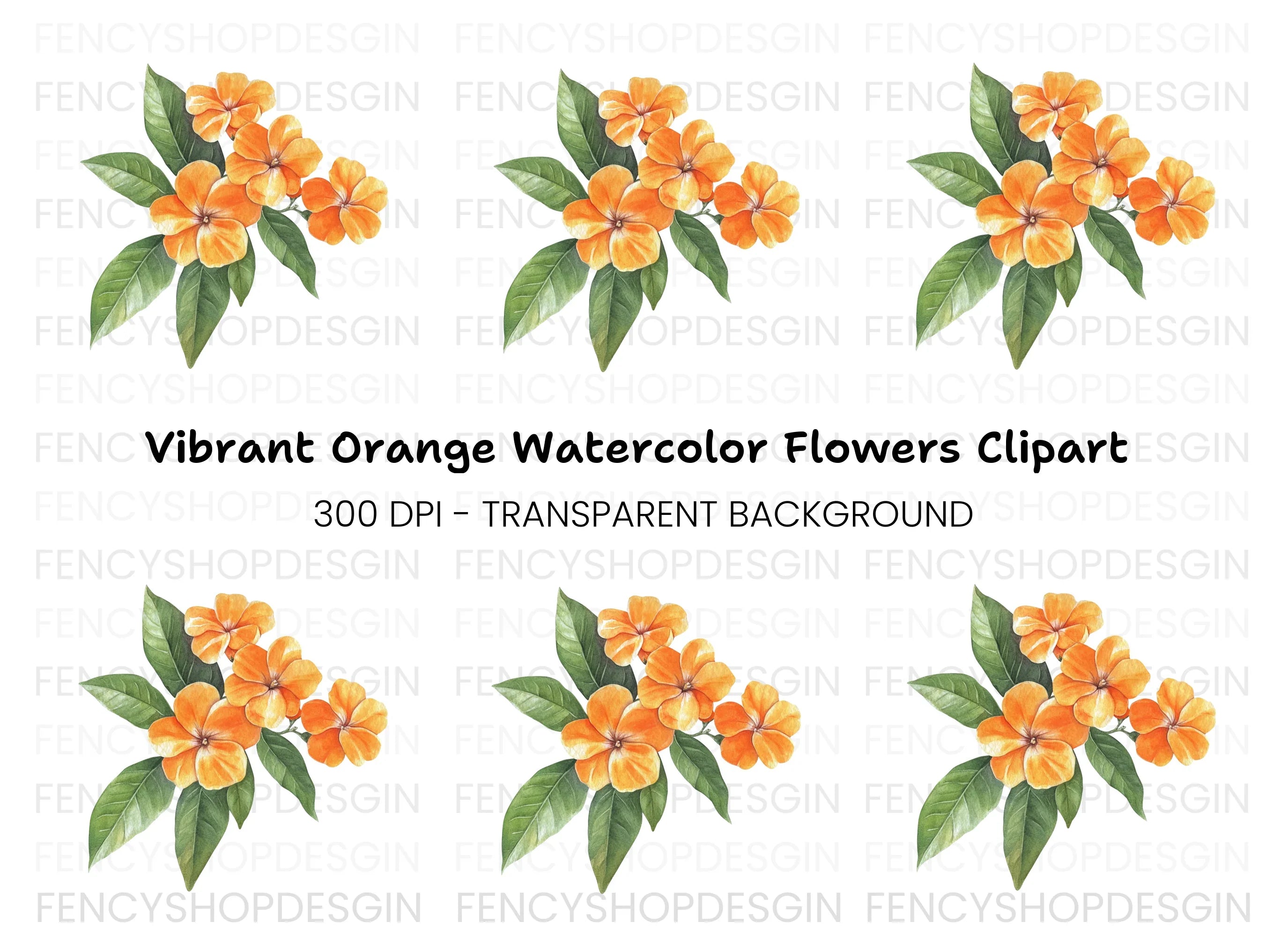 Orange Flower Clipart Bundle