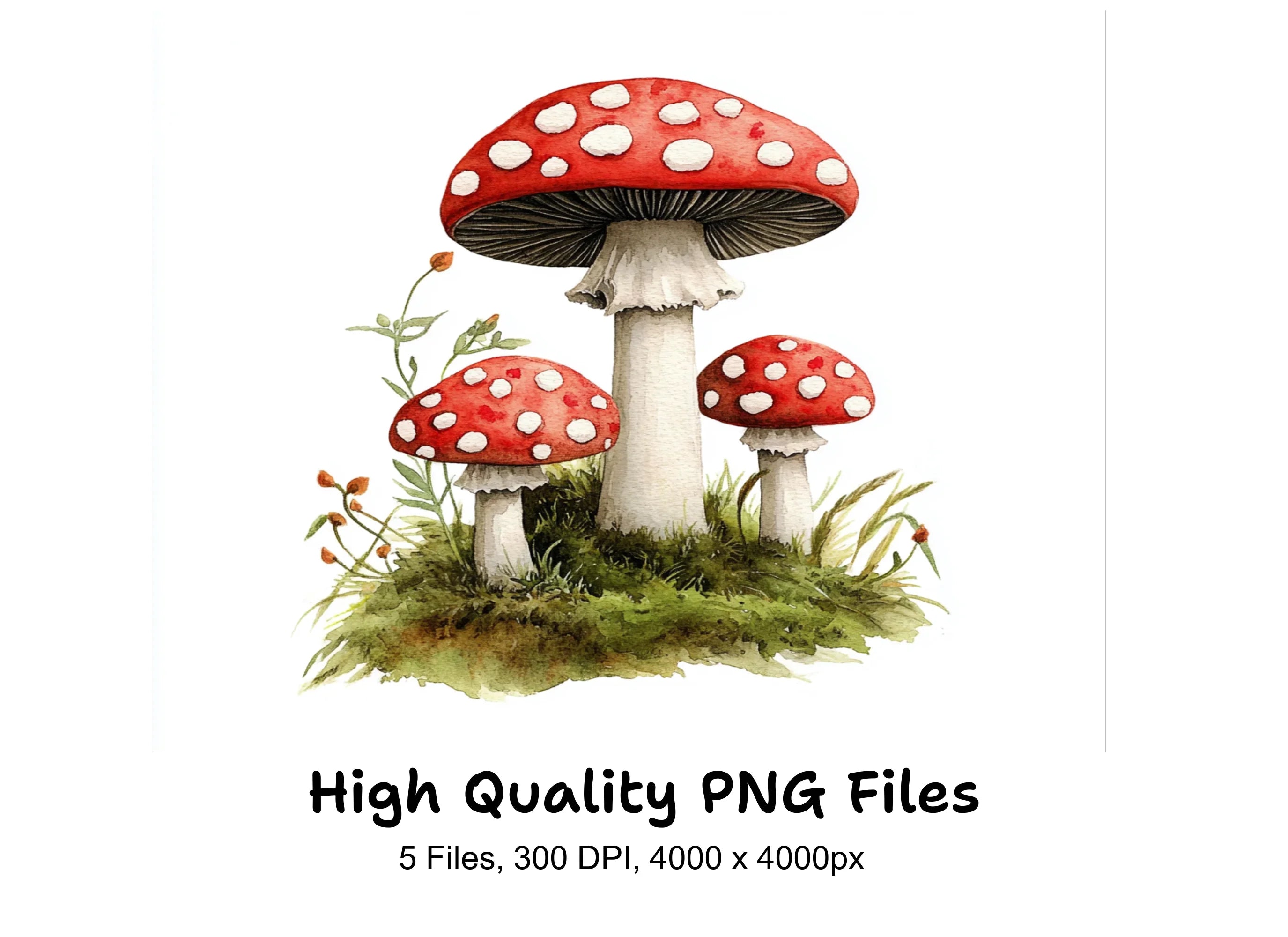 Red Mushroom Clipart Bundle