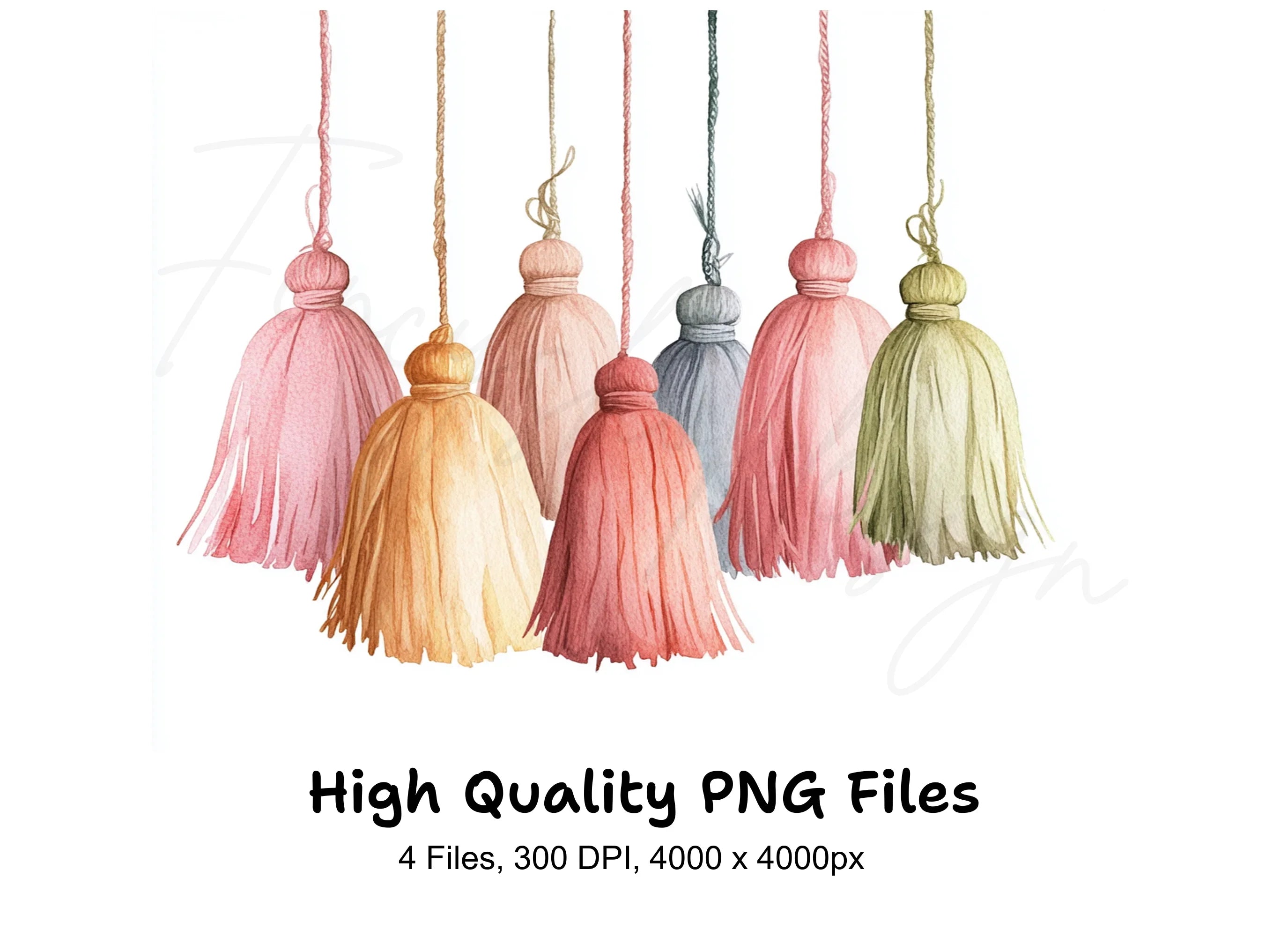 Boho Tassel Rainbow Clipart Bundle