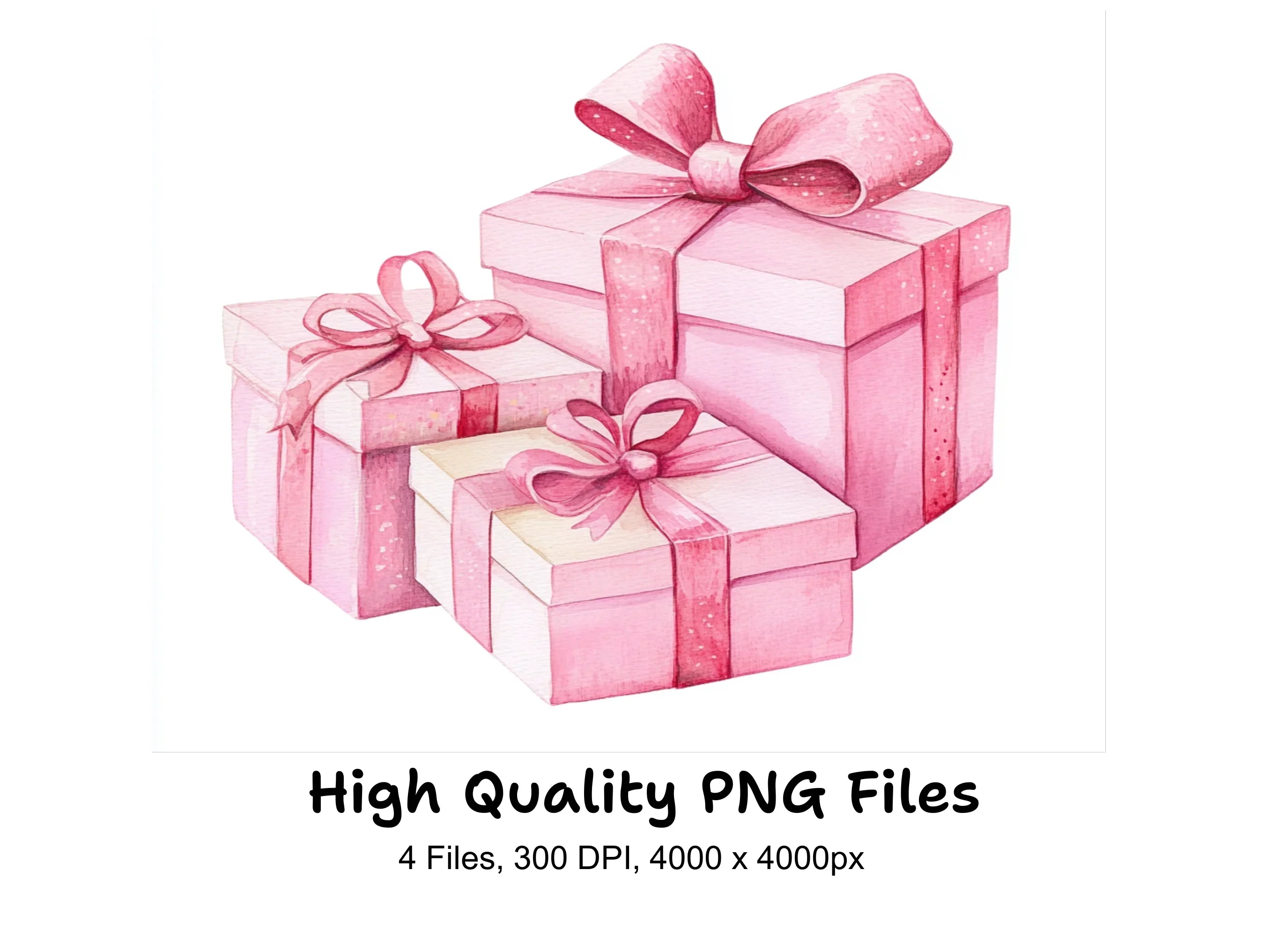Pink Gift Boxes Clipart Bundle