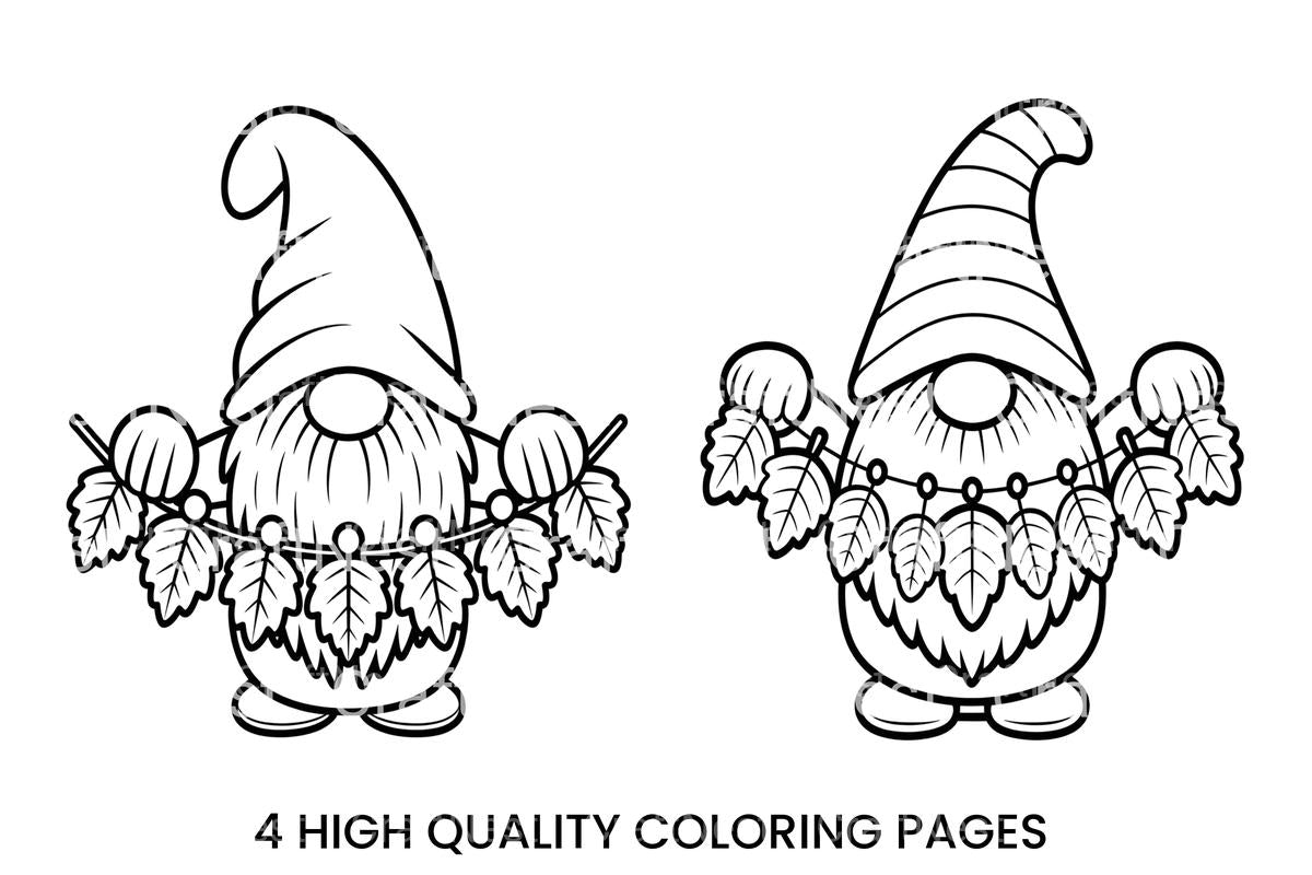 Autumn Gnomes with Leaf Garlands Coloring Books