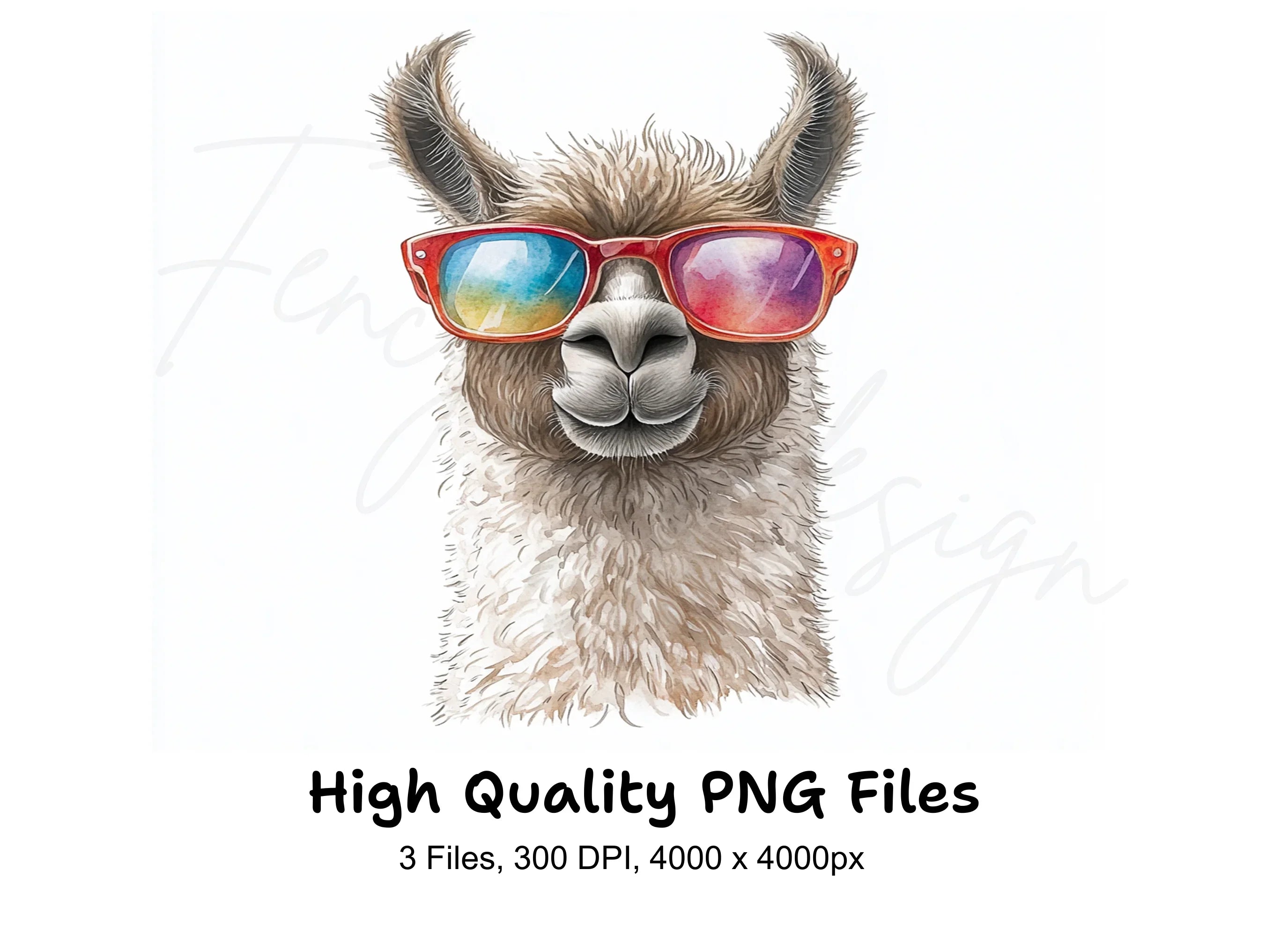 Cool Llama with Sunglasses Clipart Bundle