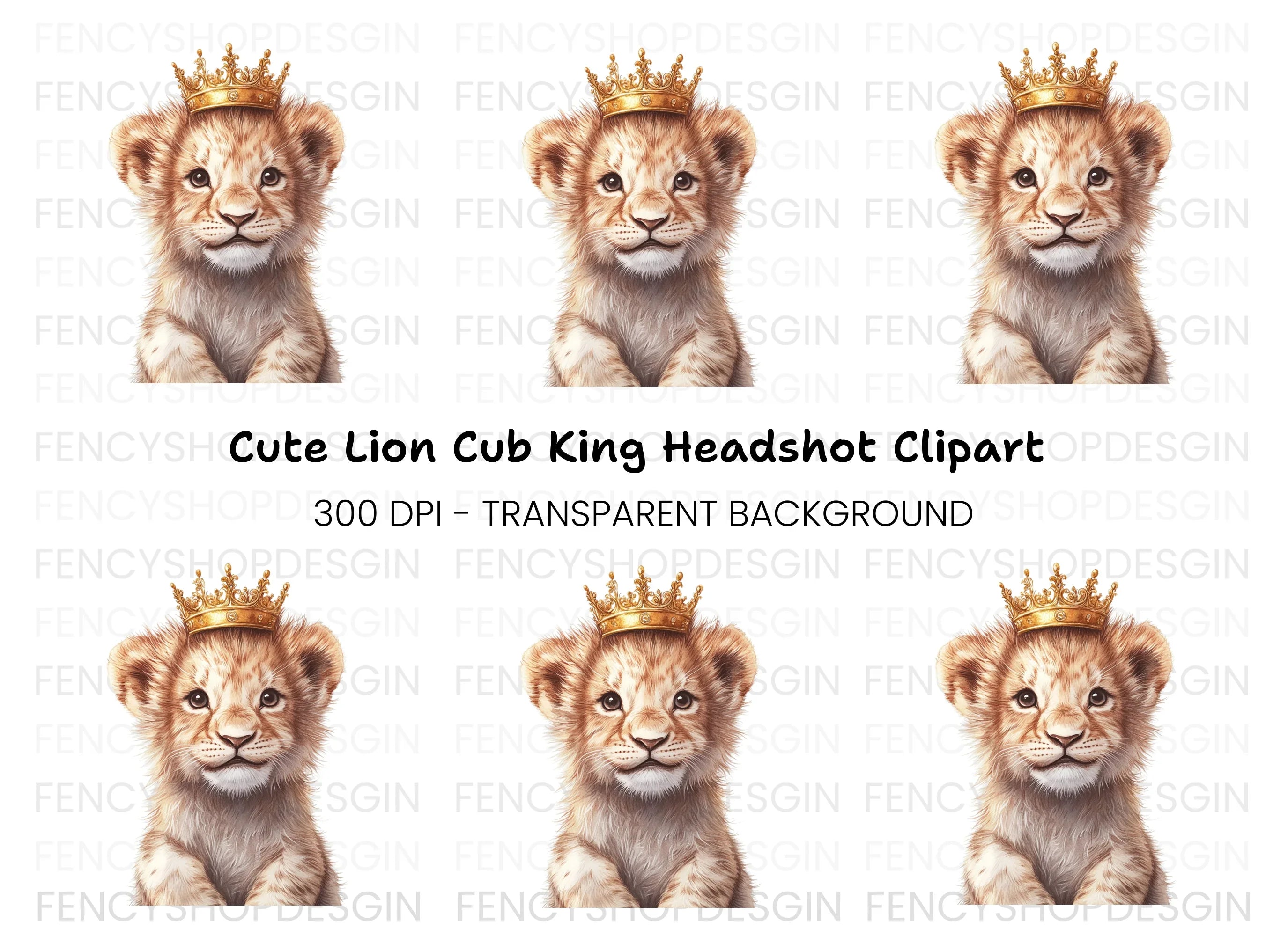 Cute Baby Lion King Clipart Bundle