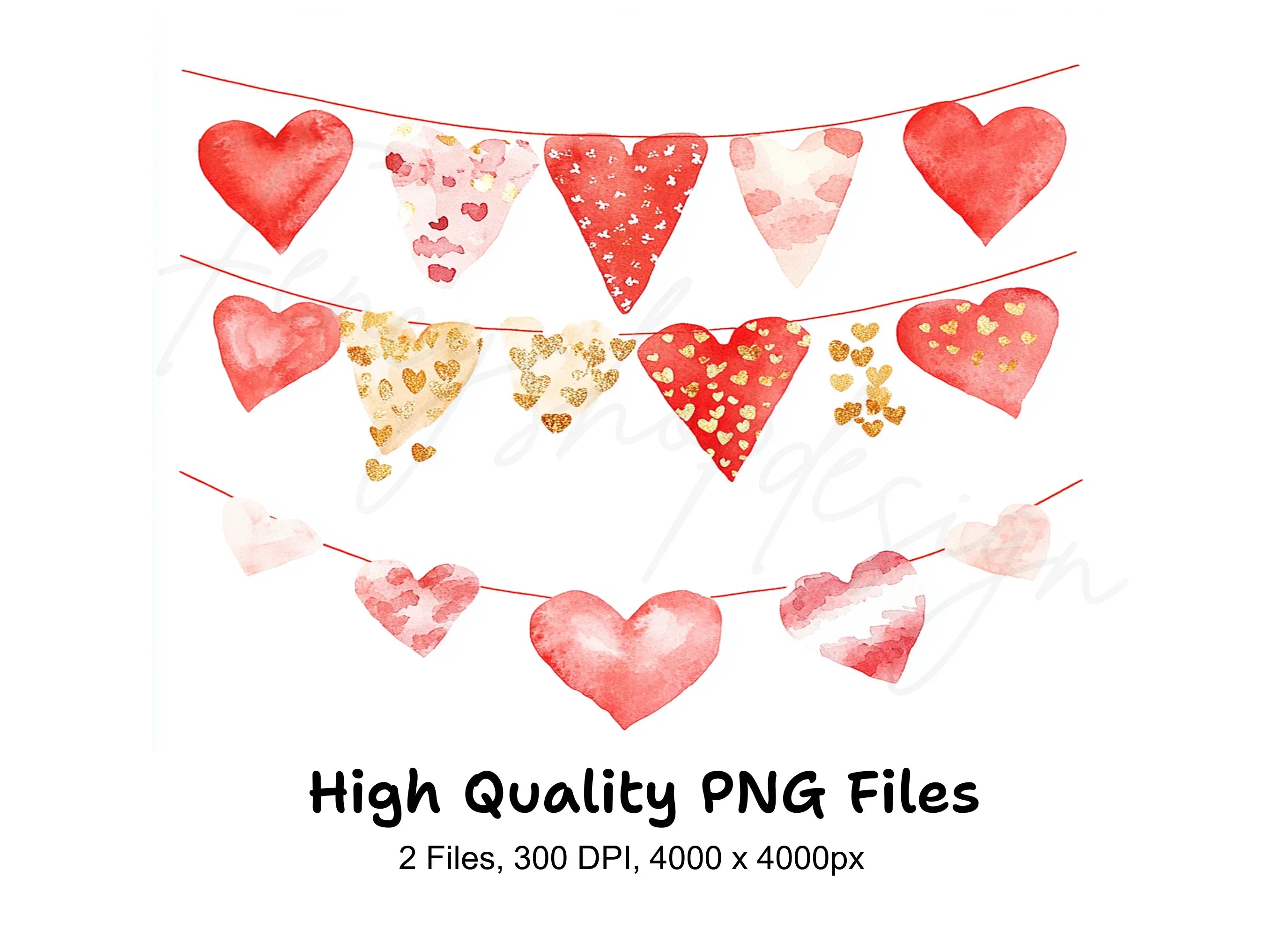 Valentine Heart Banners Clipart Bundle