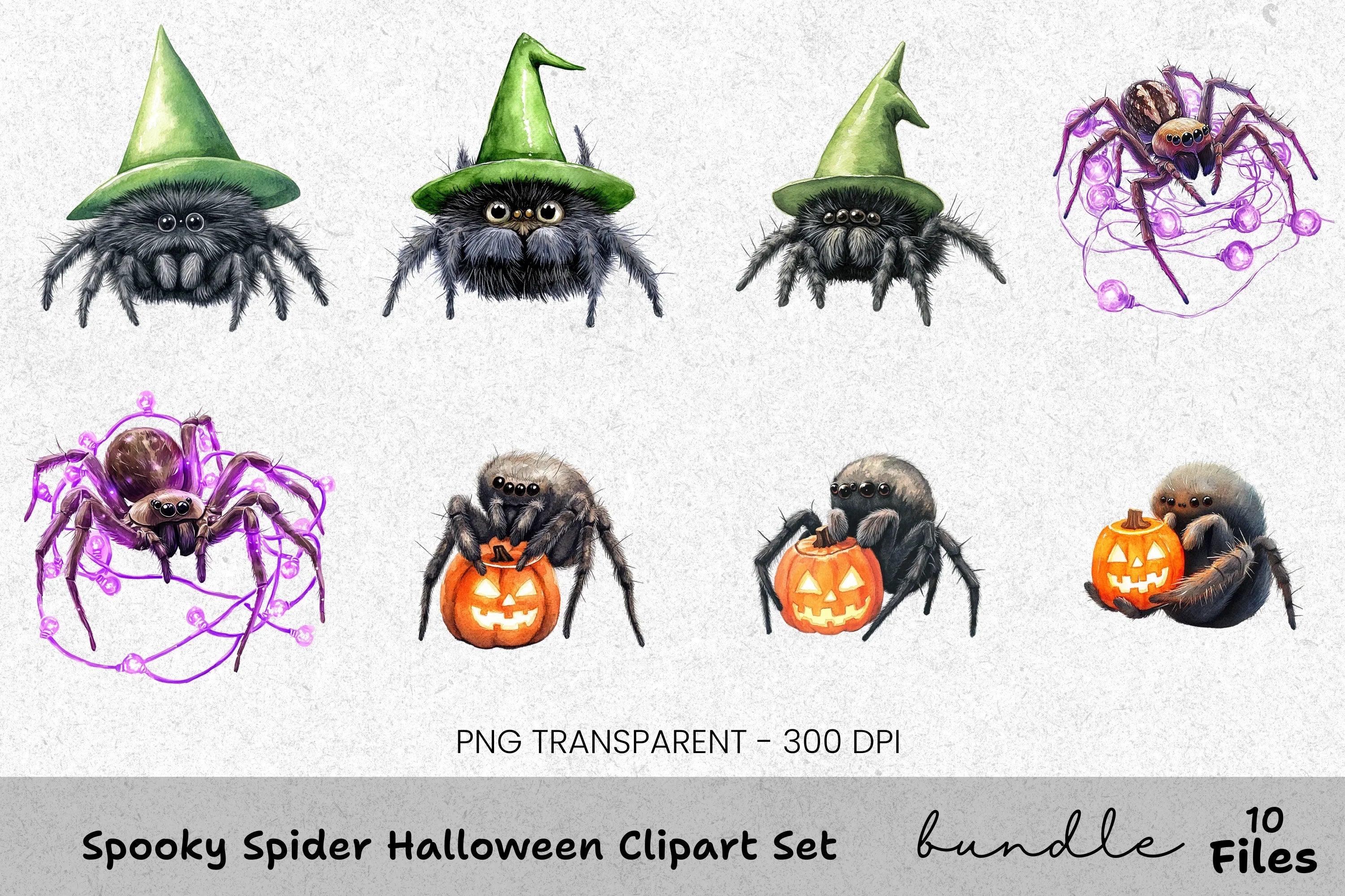 Spooky Spider Halloween Clipart Bundle