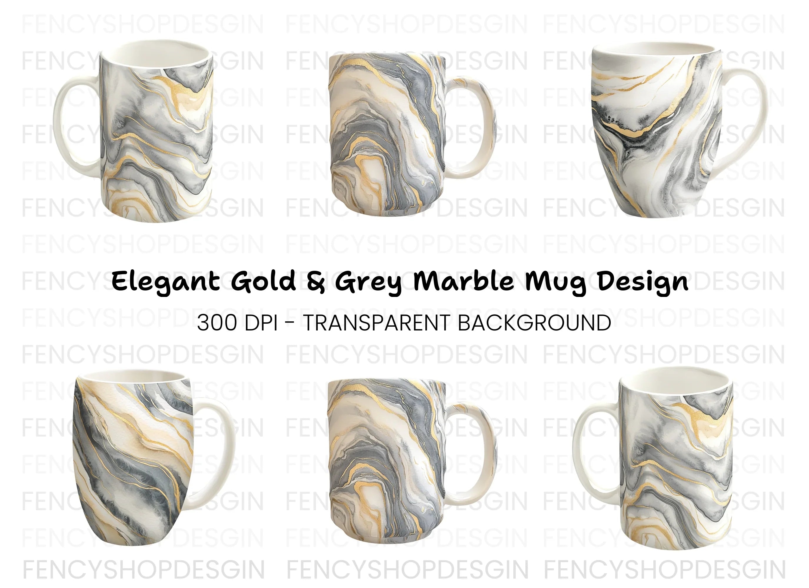 Marble Gold Coffee Clipart Bundle