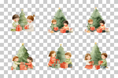 Kids with Gift and Tree Clipart Bundle - CraftNest - Digital Crafting and Art