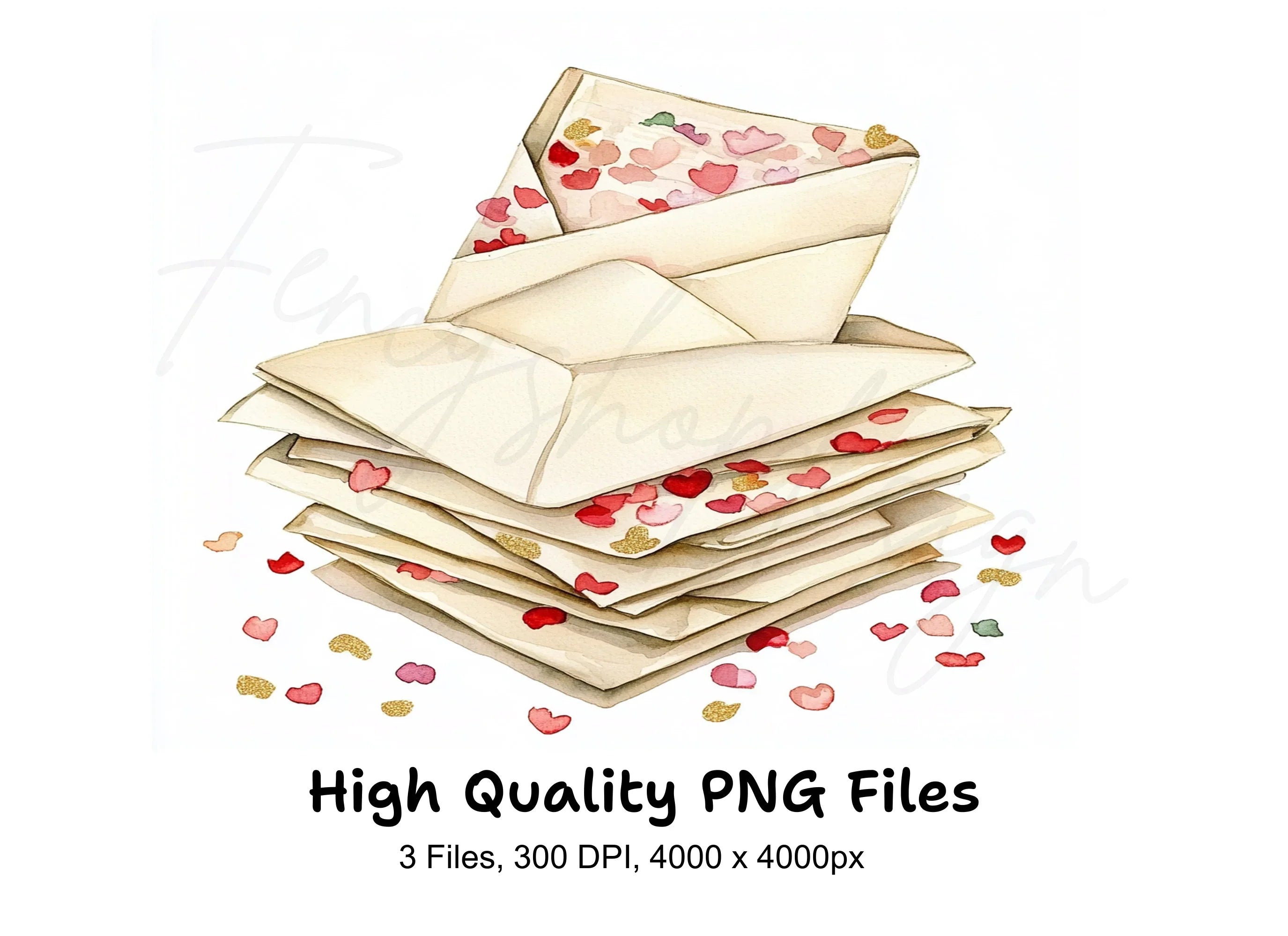 Stacked Love Letter Envelopes Clipart Bundle