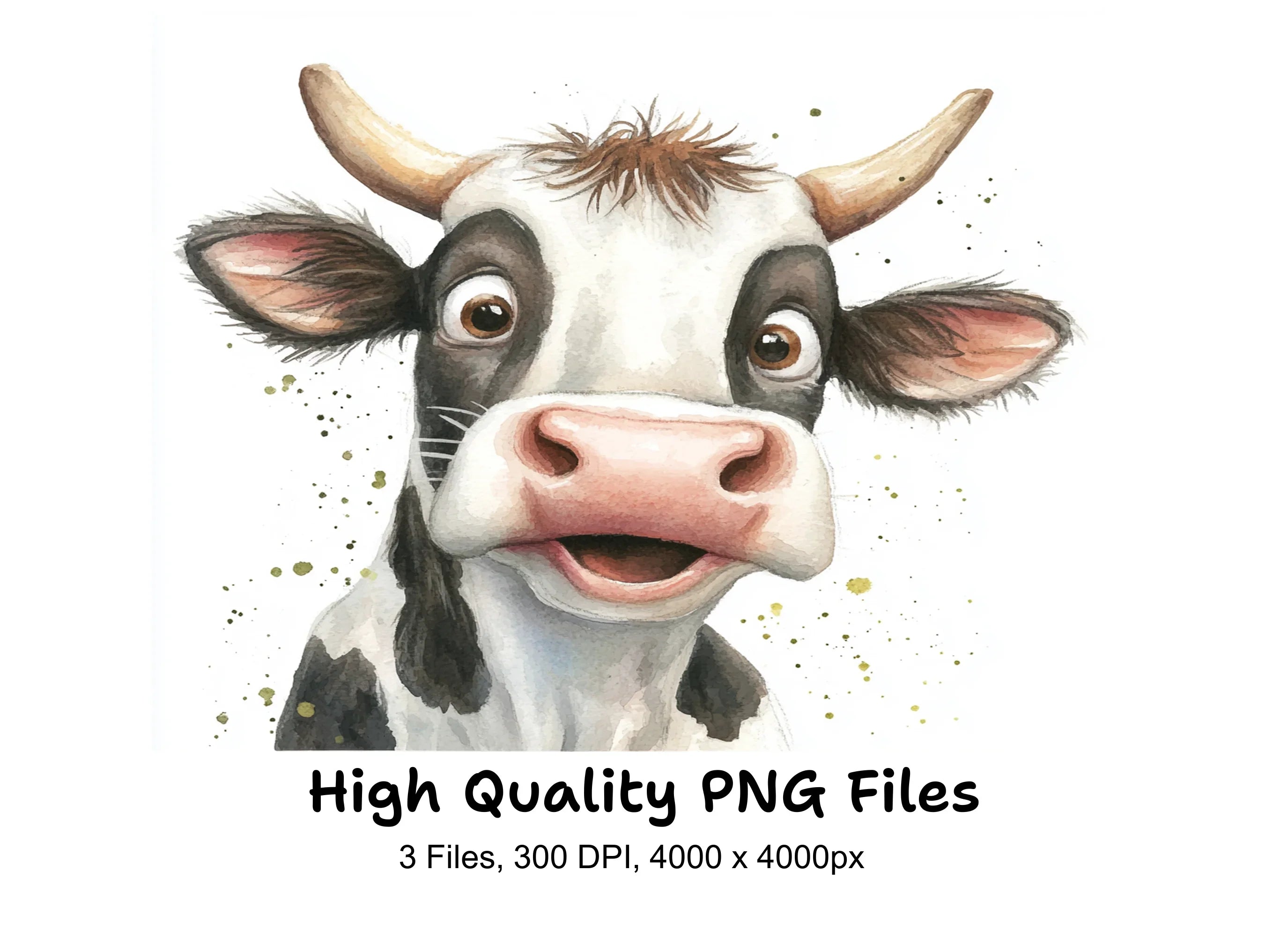 Funny Holstein Cow Faces Clipart Bundle