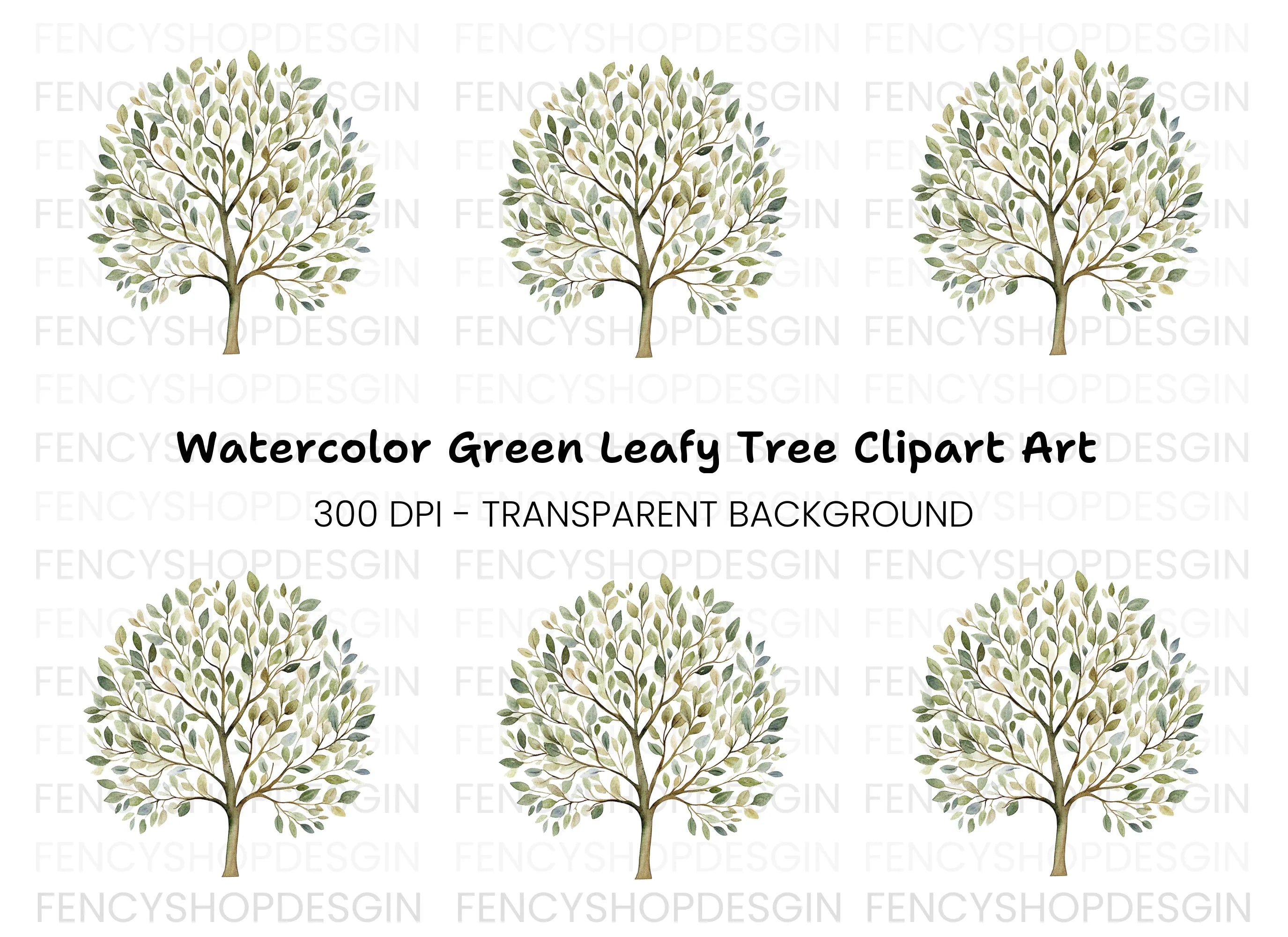Green Tree Clipart Bundle