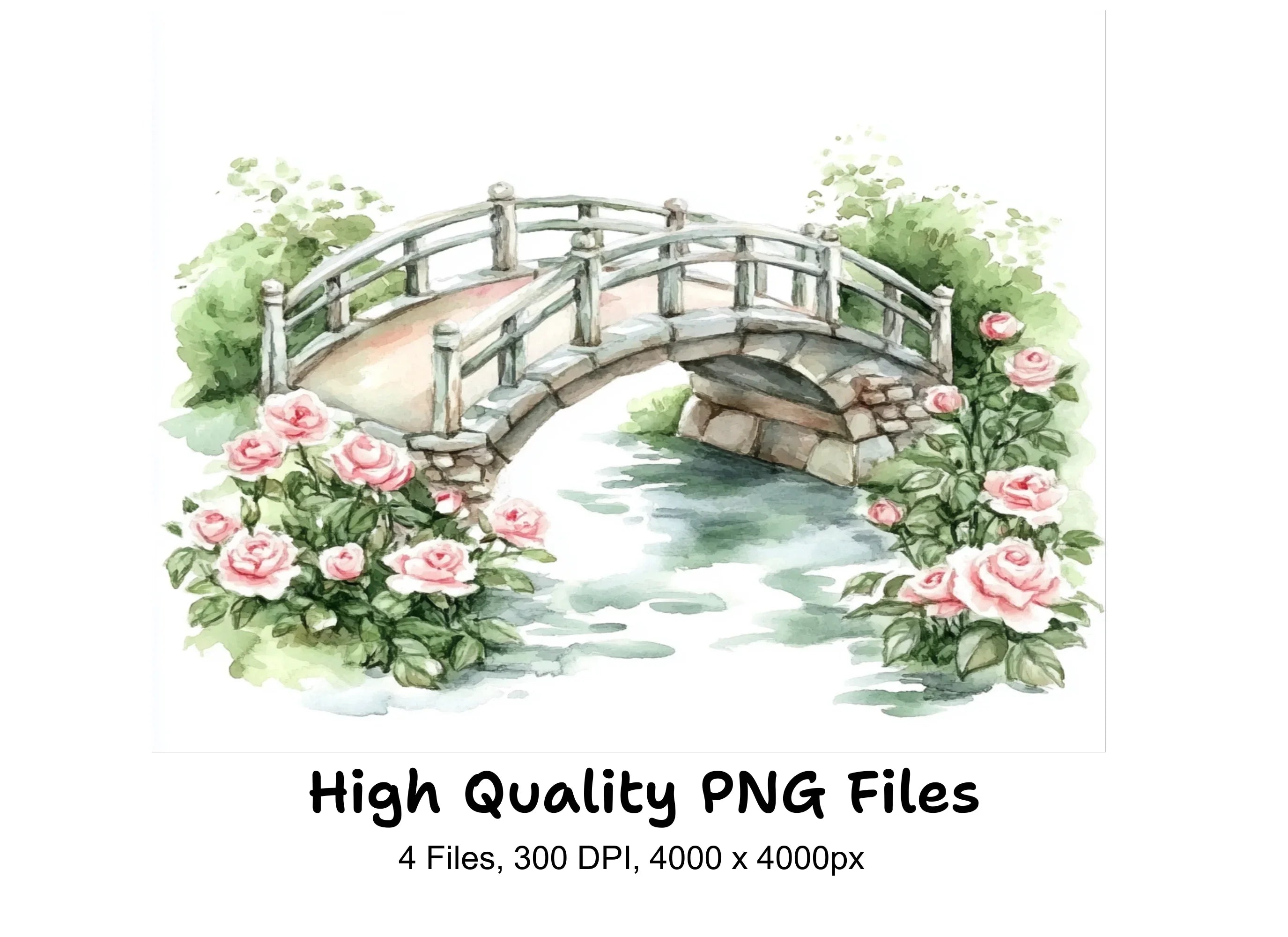 Bridges with Pink Roses Clipart Bundle