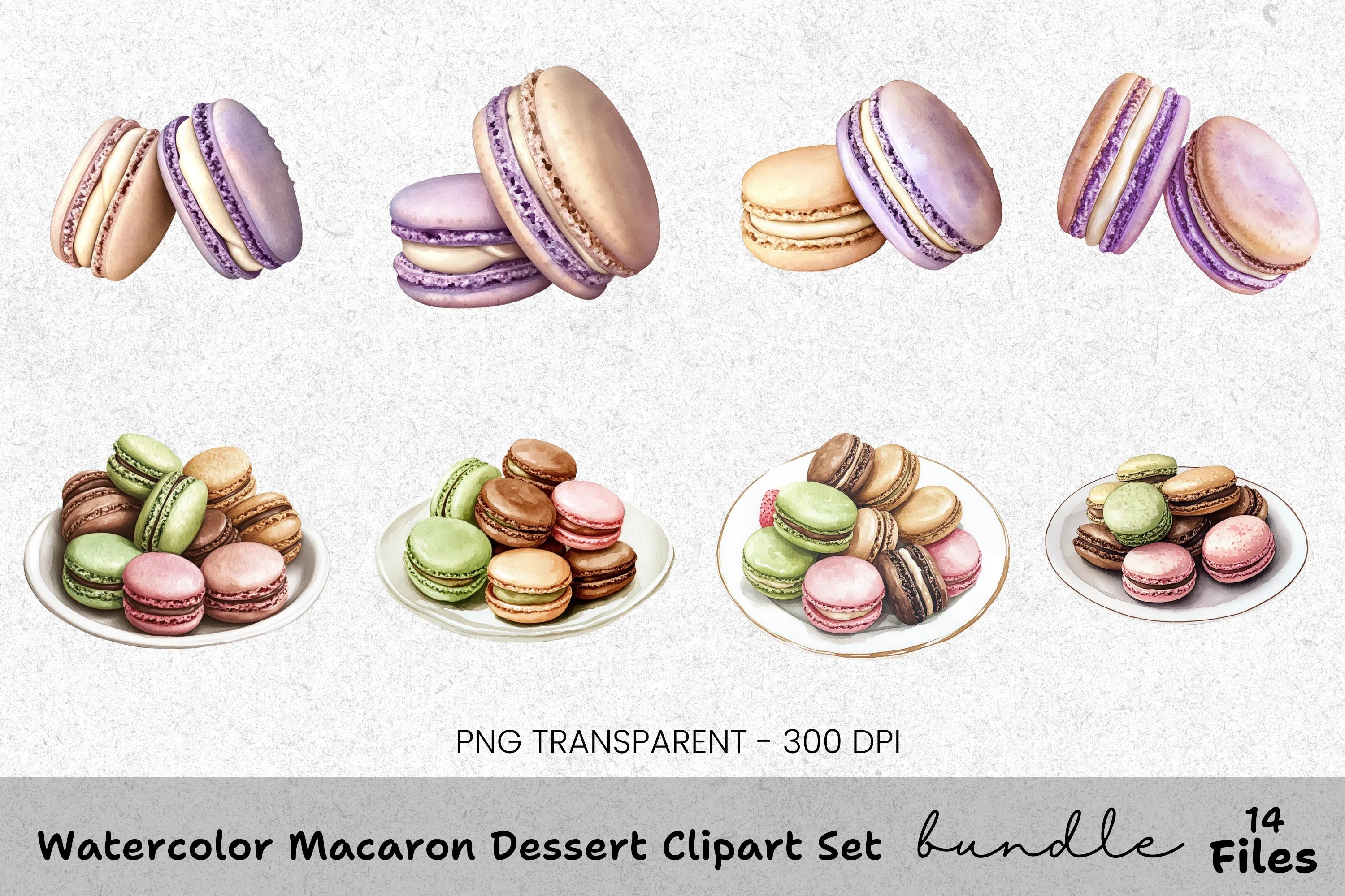 Macaron Dessert Clipart Bundle