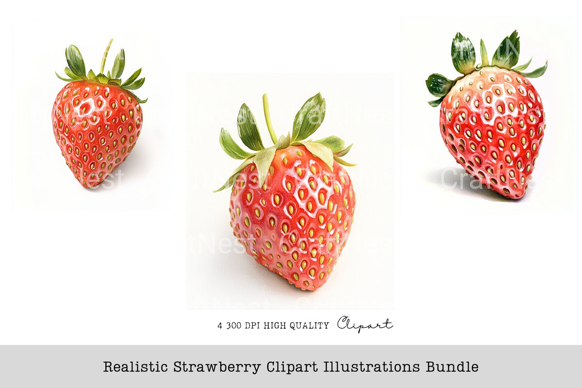 Realistic Strawberry Clipart Illustrations Planner