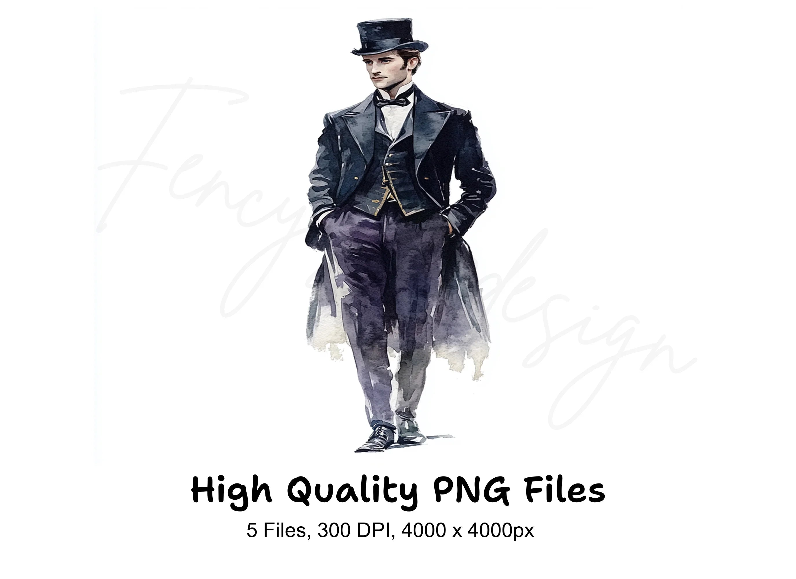 Elegant Victorian Men Clipart Bundle