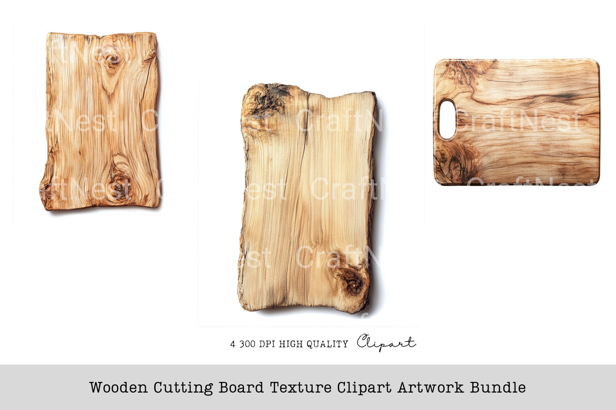 Wooden Cutting Board Texture Artwork Clipart Bundle