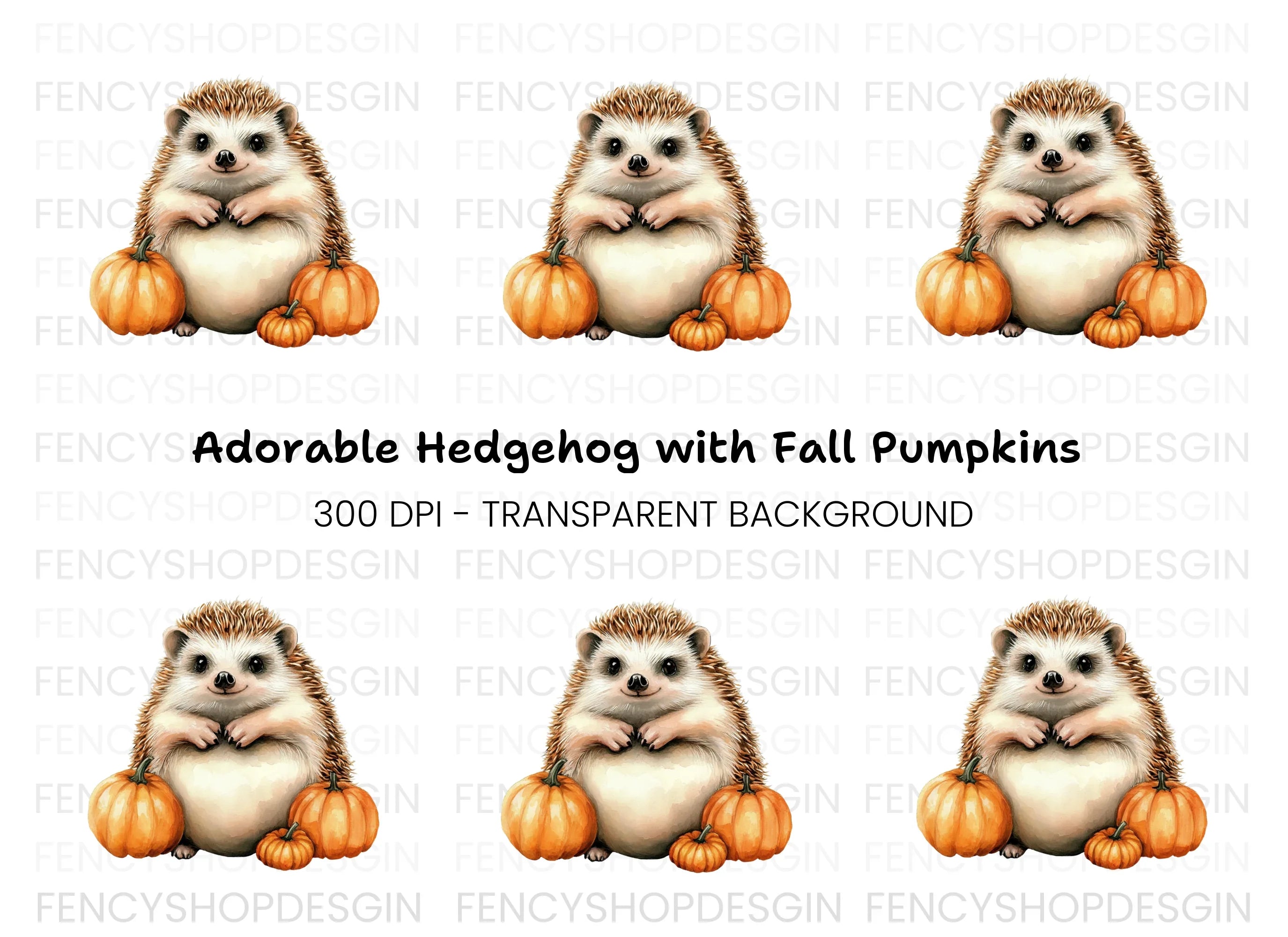 Happy Hedgehog and Tiny Pumpkins Clipart Bundle