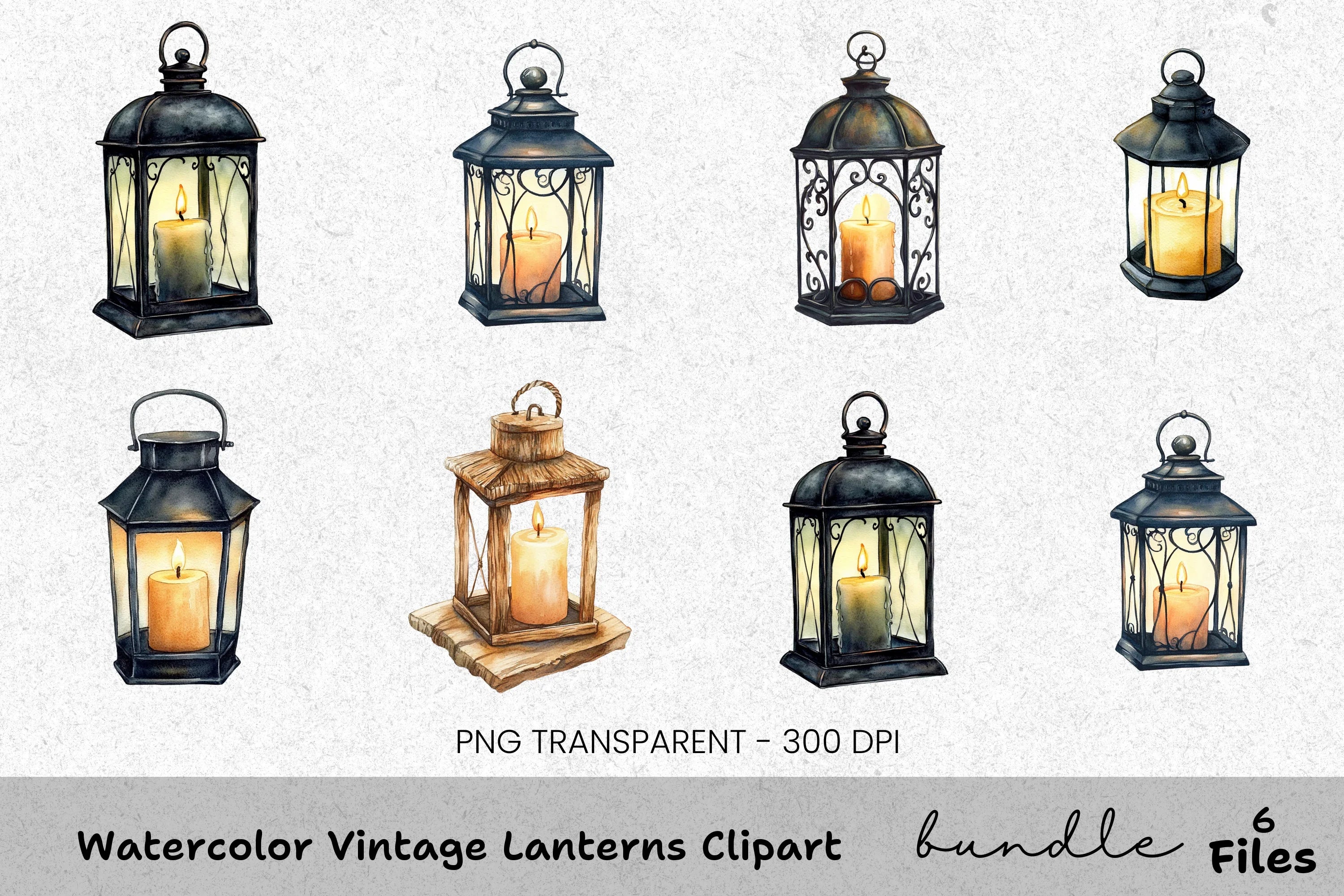 Vintage Lanterns Clipart Bundle