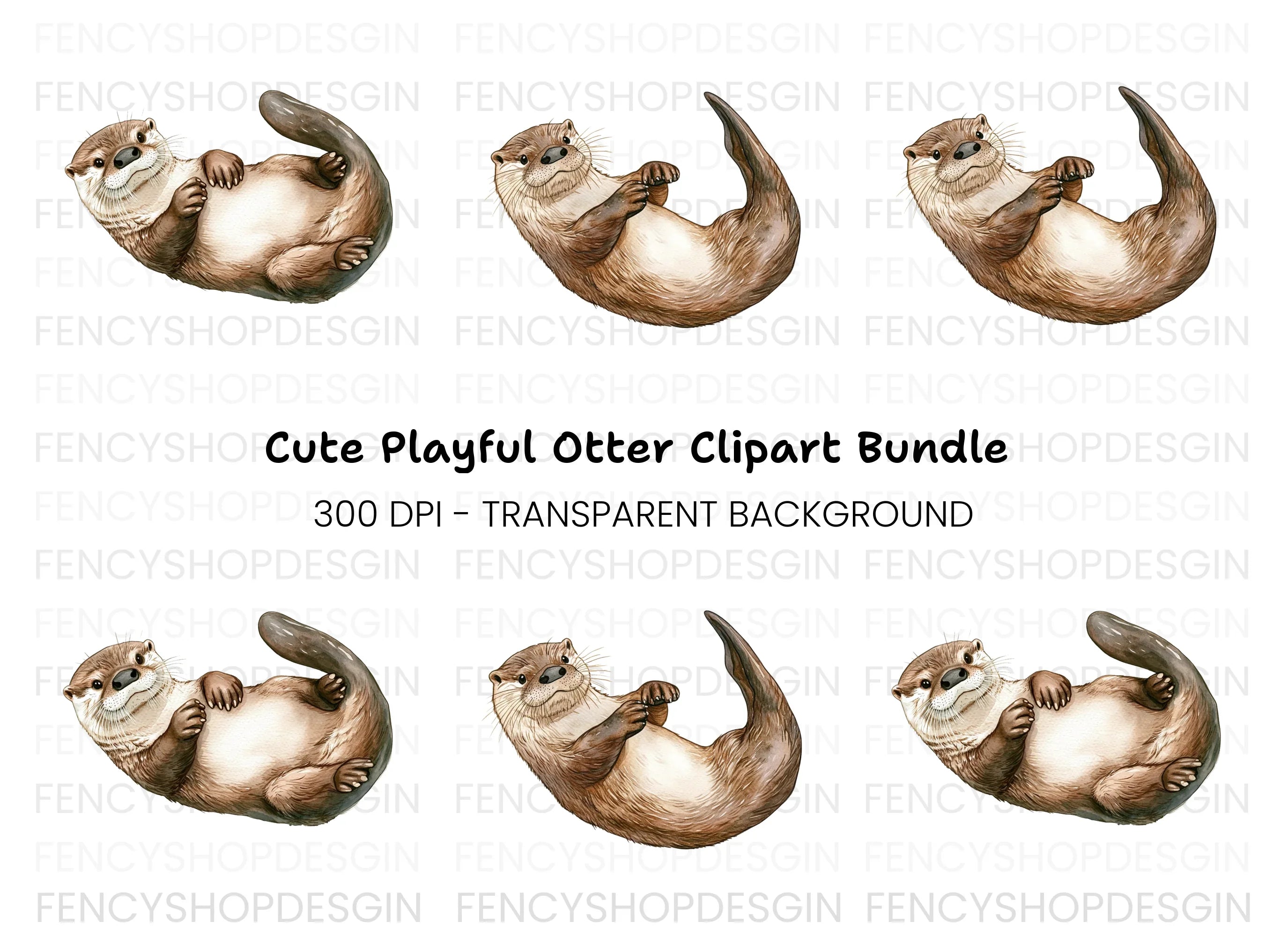 Cute Otter Duo Clipart Bundle