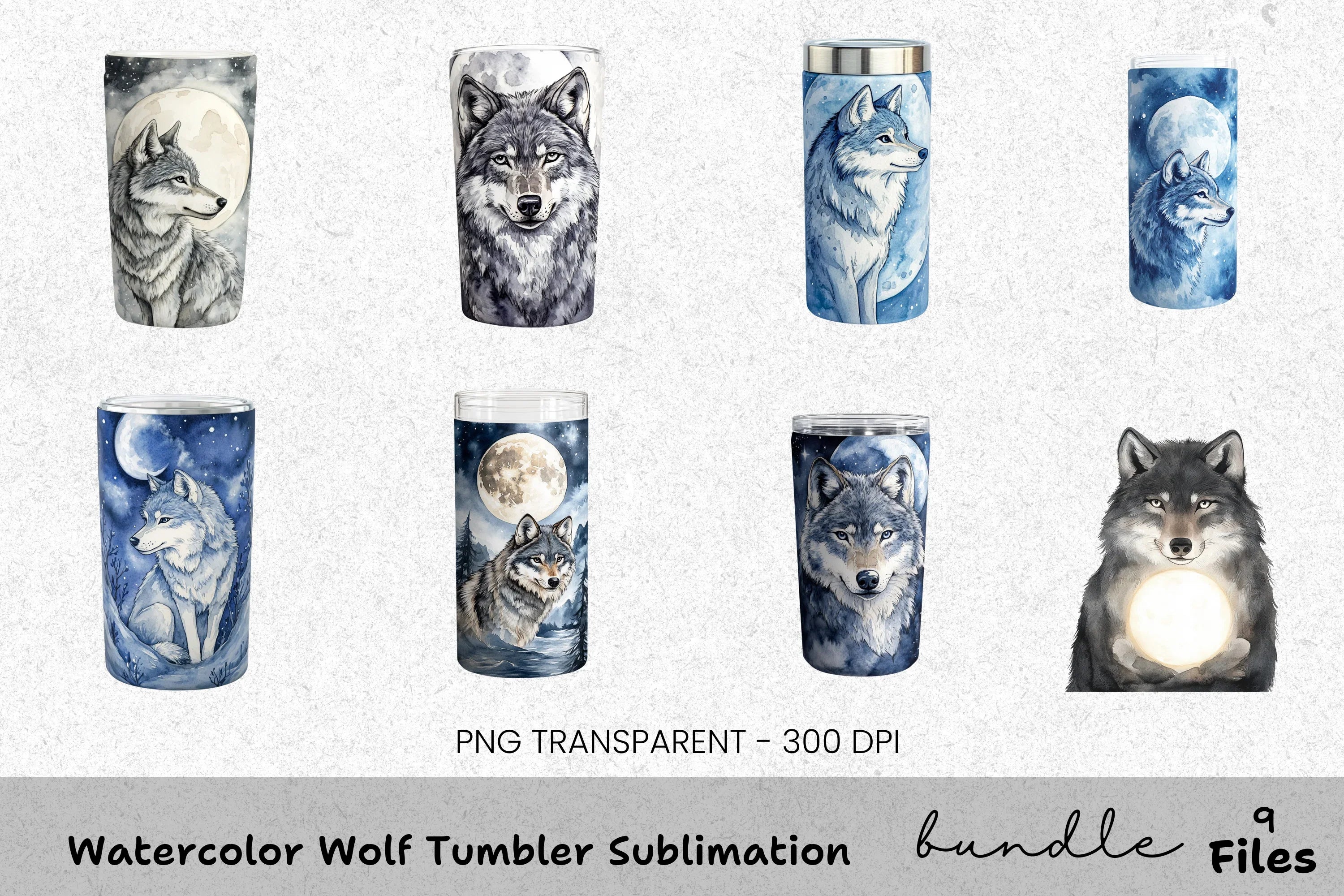 Wolf Tumbler Clipart Bundle