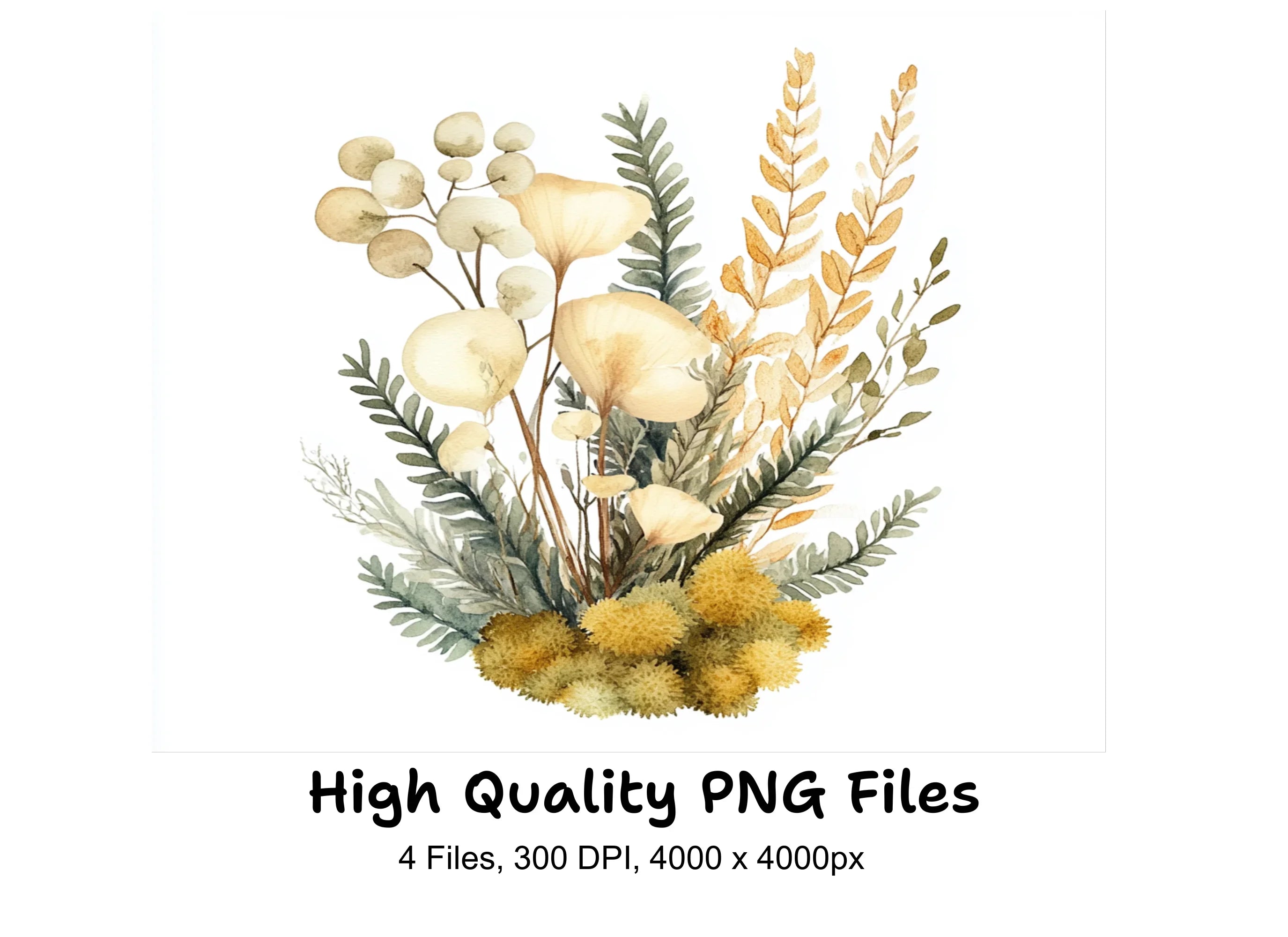 Yellow Floral Bouquet Clipart Bundle