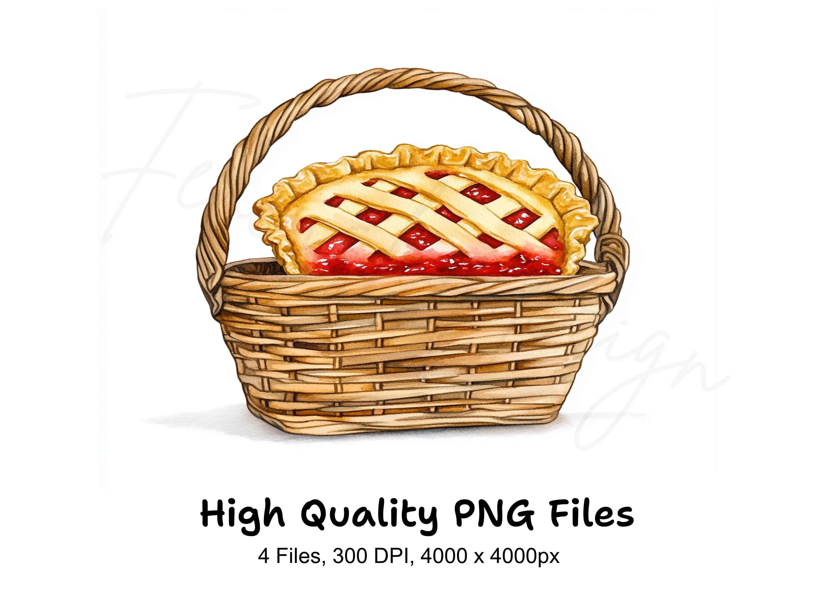 Cherry Pie in Basket Clipart Bundle