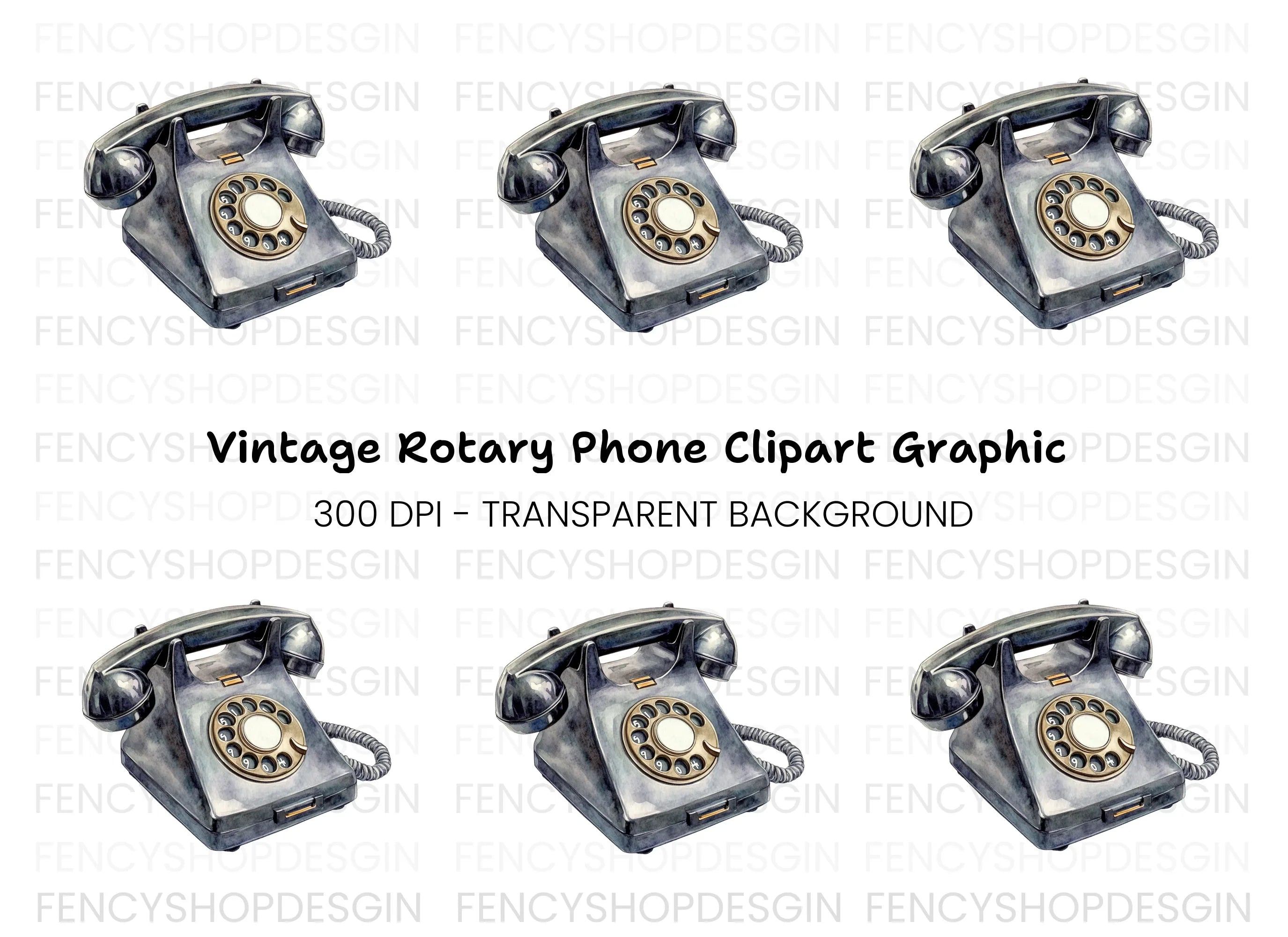 Vintage Rotary Phone Clipart Bundle