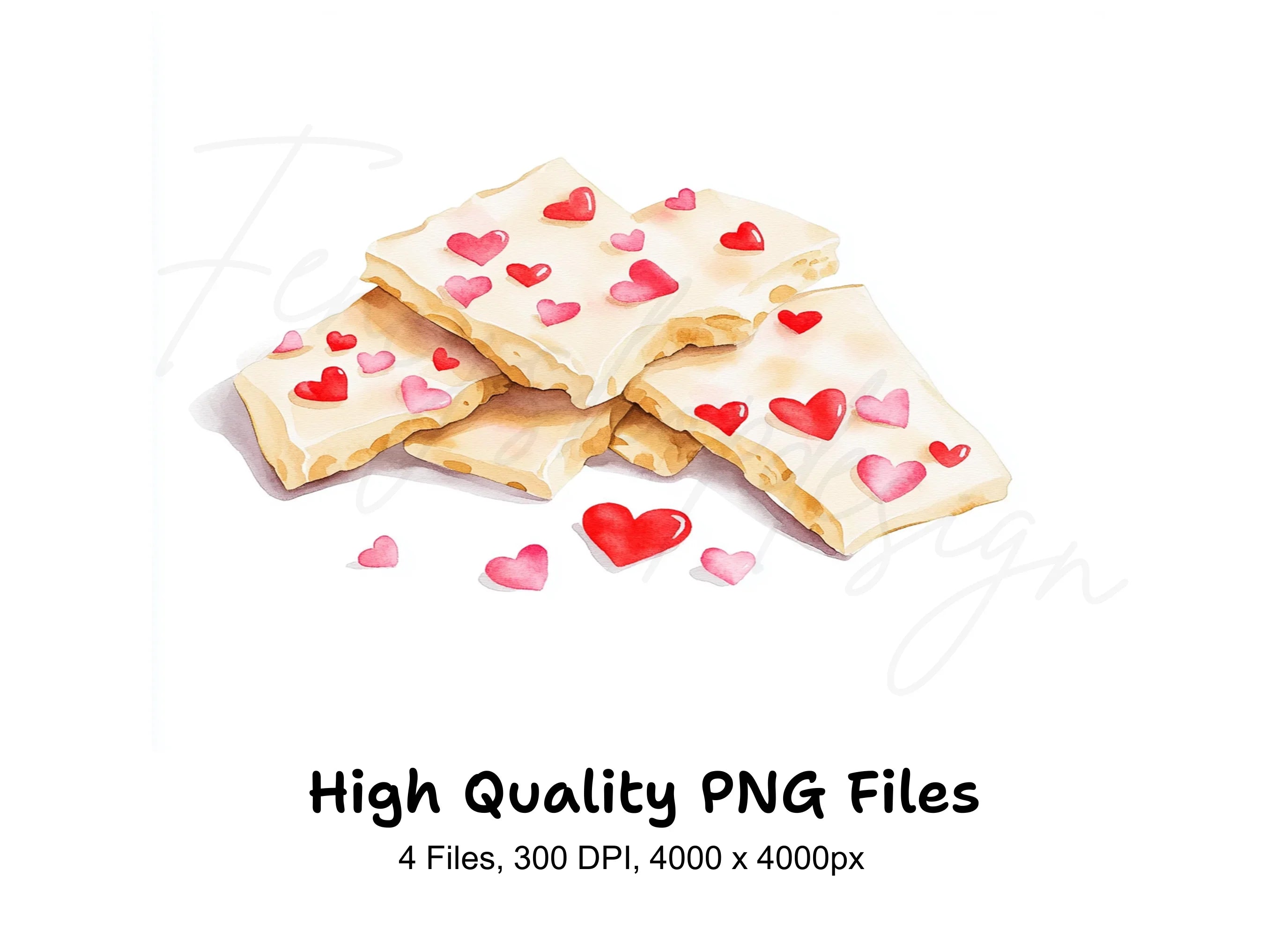 Heart Sprinkled White Chocolate Bark Clipart Bundle