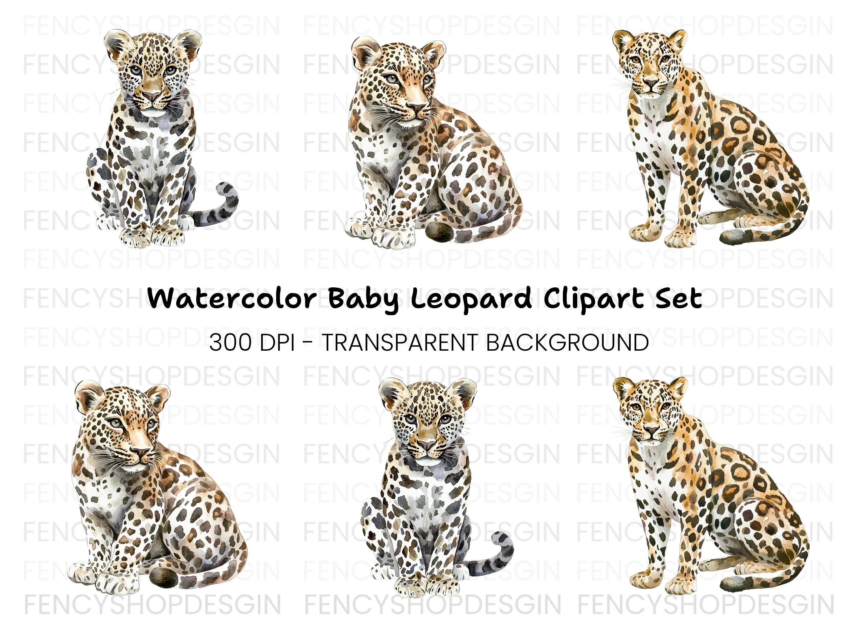 Cute Leopard Clipart Bundle