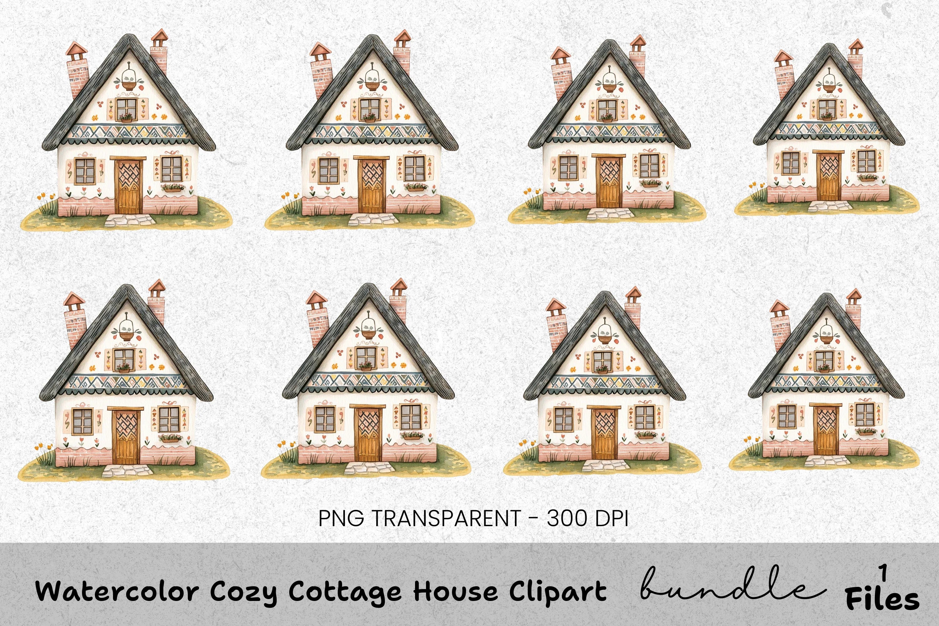 Cozy Cottage House Clipart Bundle