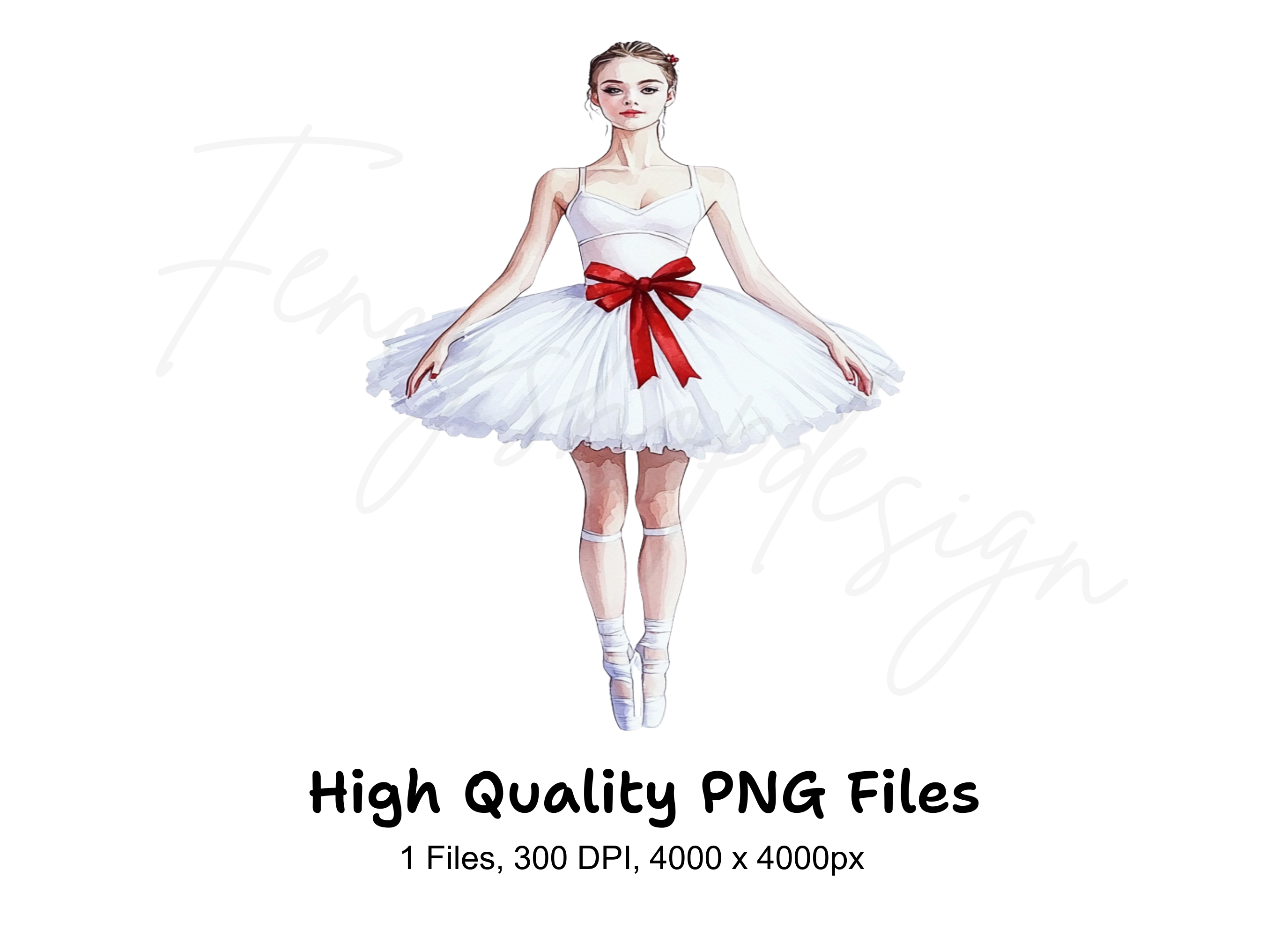Elegant Ballerina in White Tutu Clipart Bundle