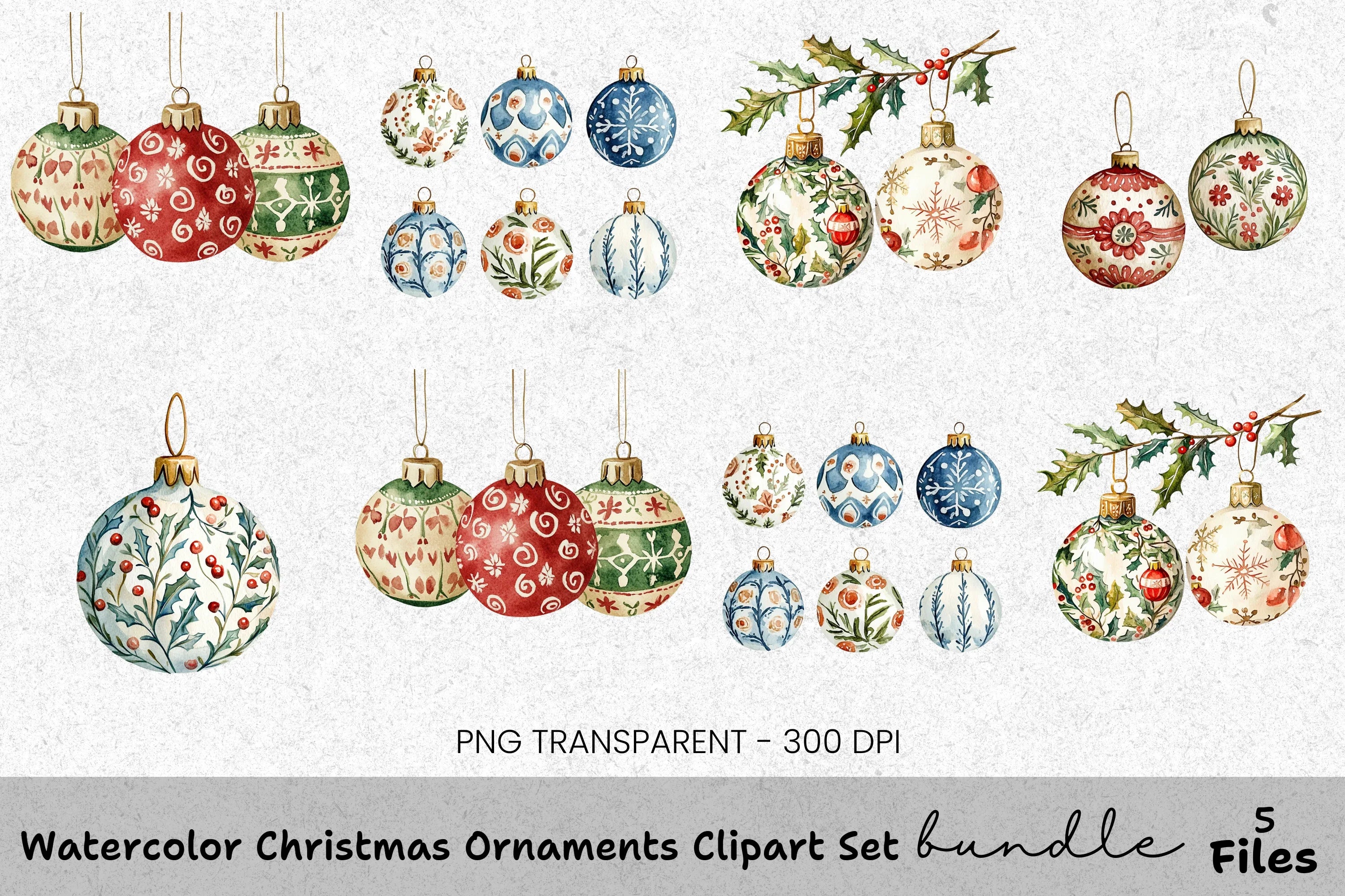 Christmas Ornaments Clipart Bundle