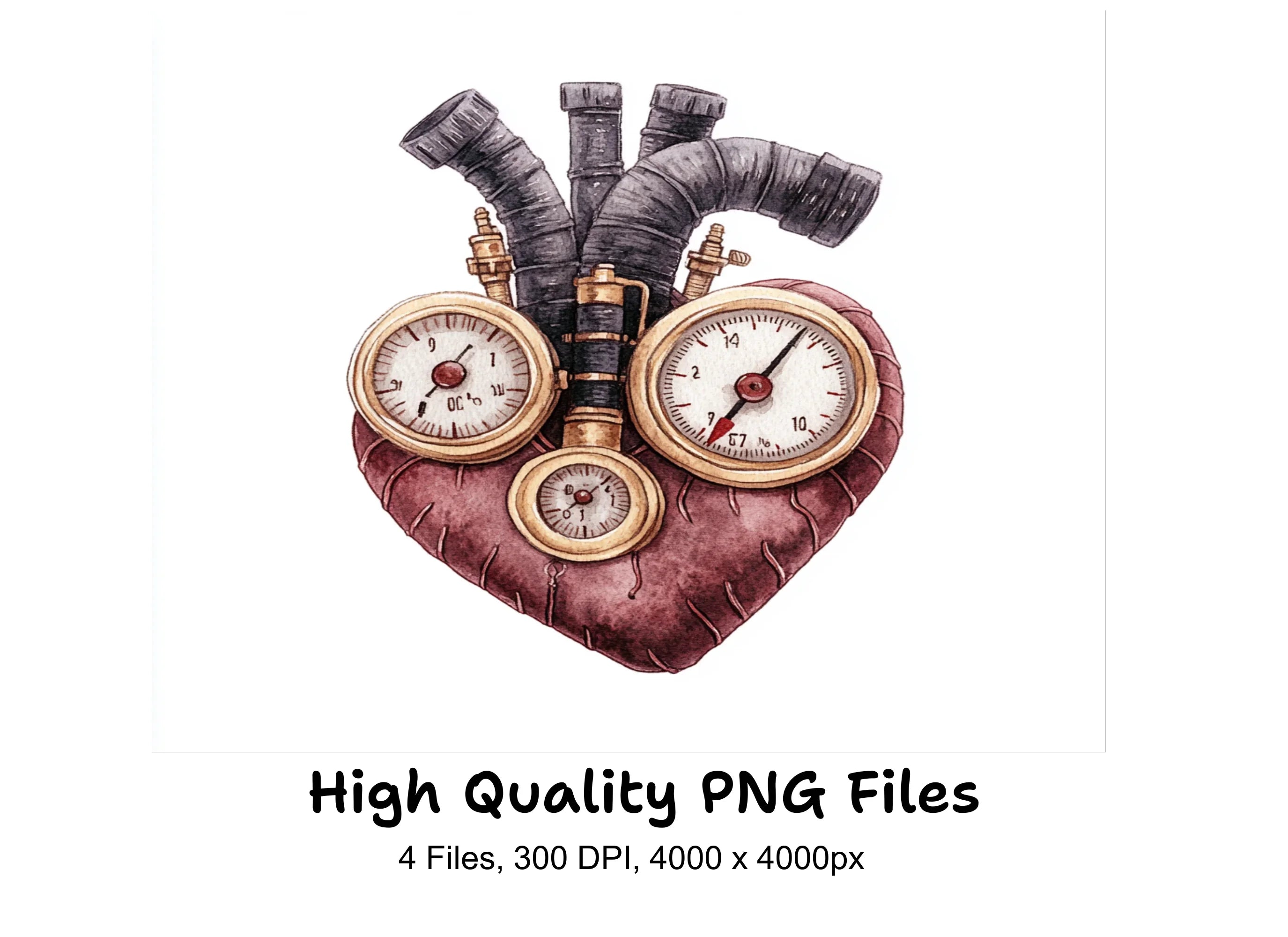 Steampunk Heart Clipart Bundle