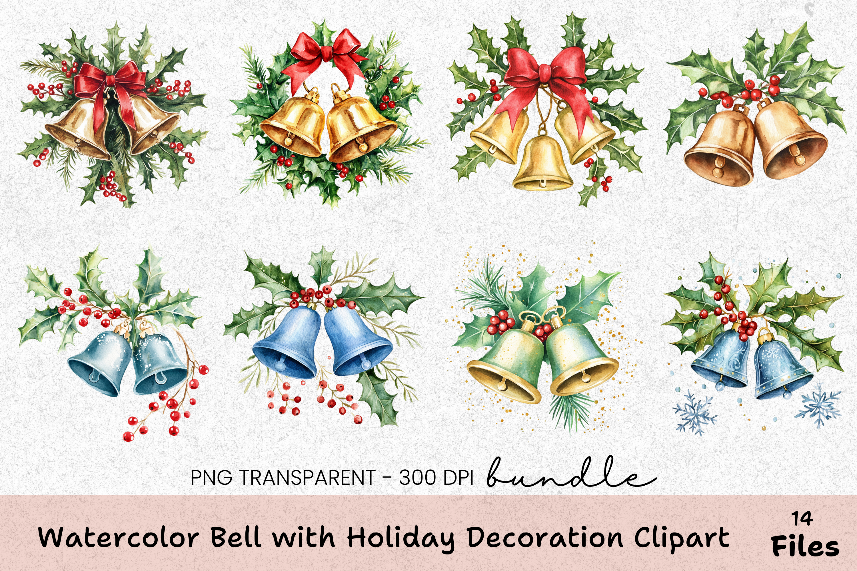 Holiday Bell Decoration Clipart Bundle