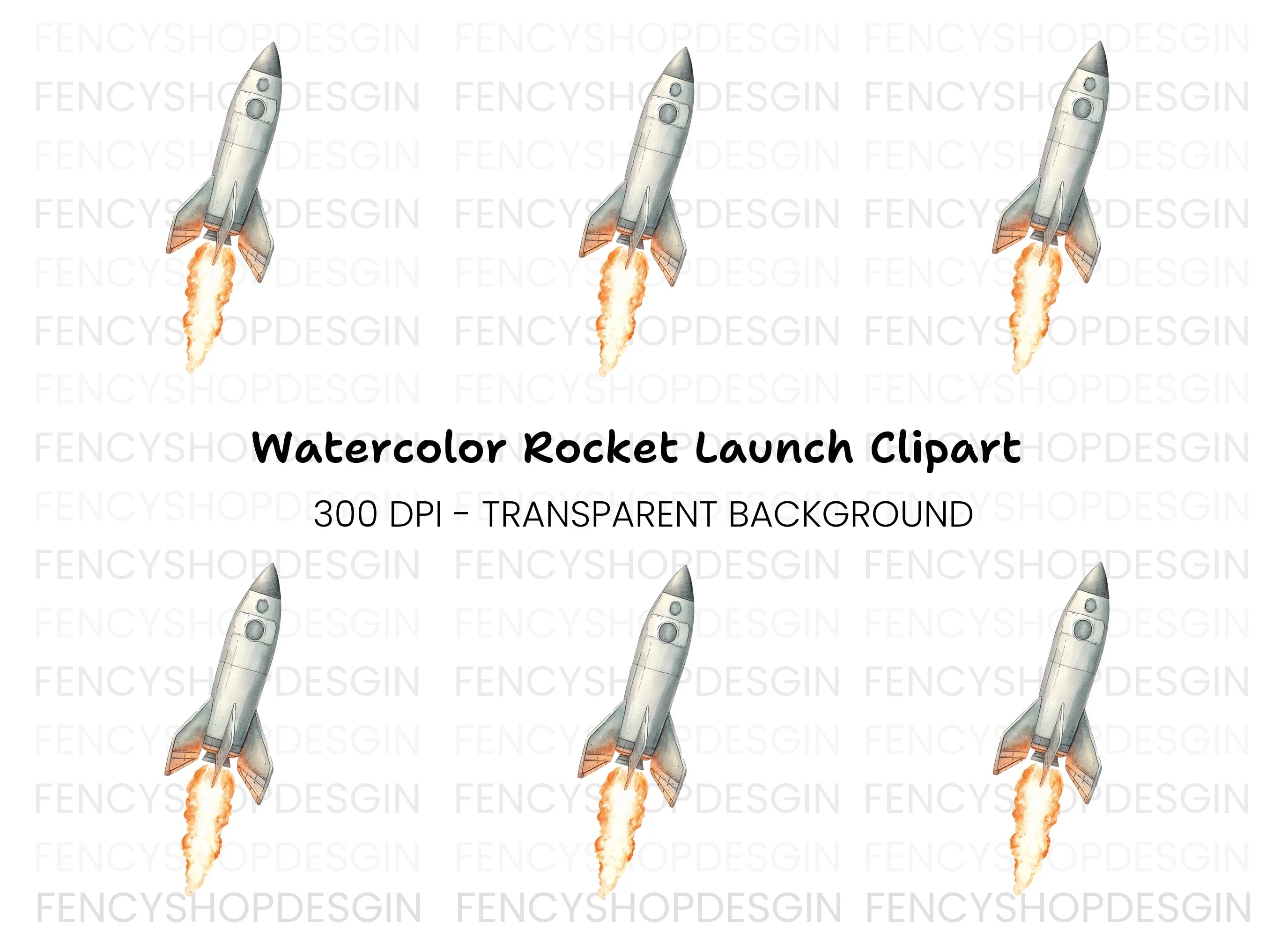 Rocket Launch Clipart Bundle