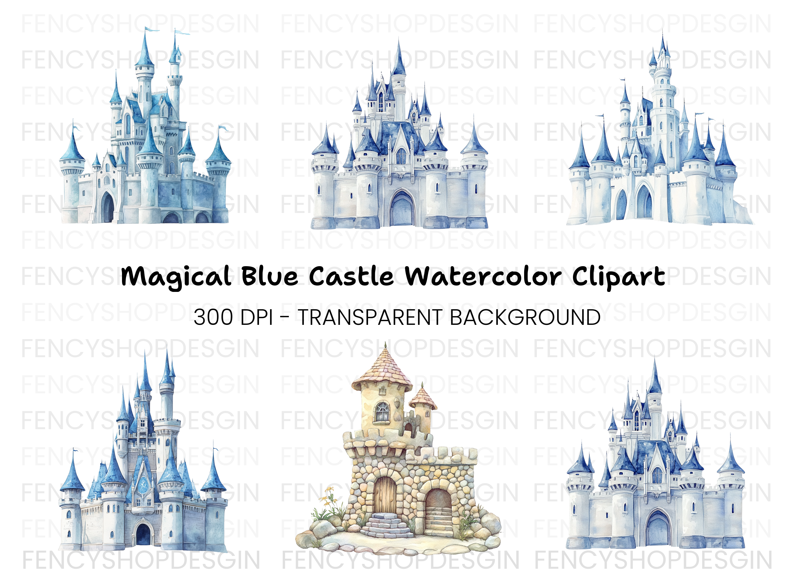 Frozen Ice Castle Clipart Bundle
