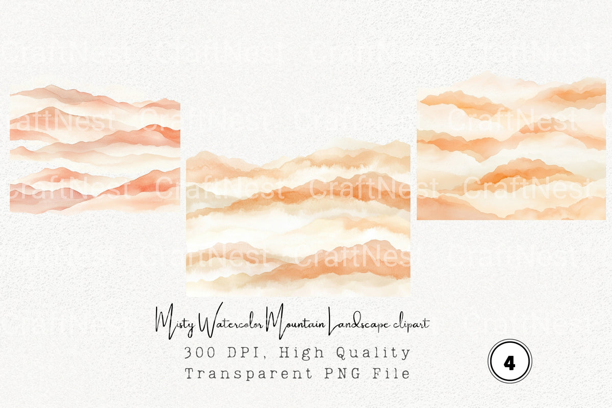 Misty Mountain Landscape Clipart Bundle